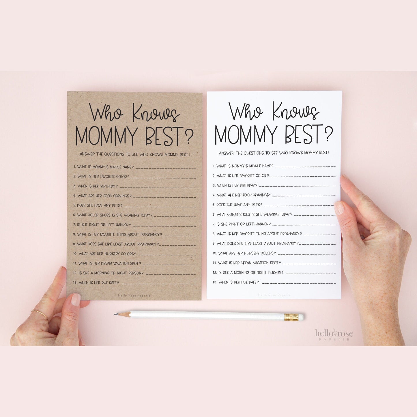 Who Knows Mommy Best Baby Shower Game . Printable Shower Game . Kraft + Minimalist Black & White . Instant Digital Download PDF . K4