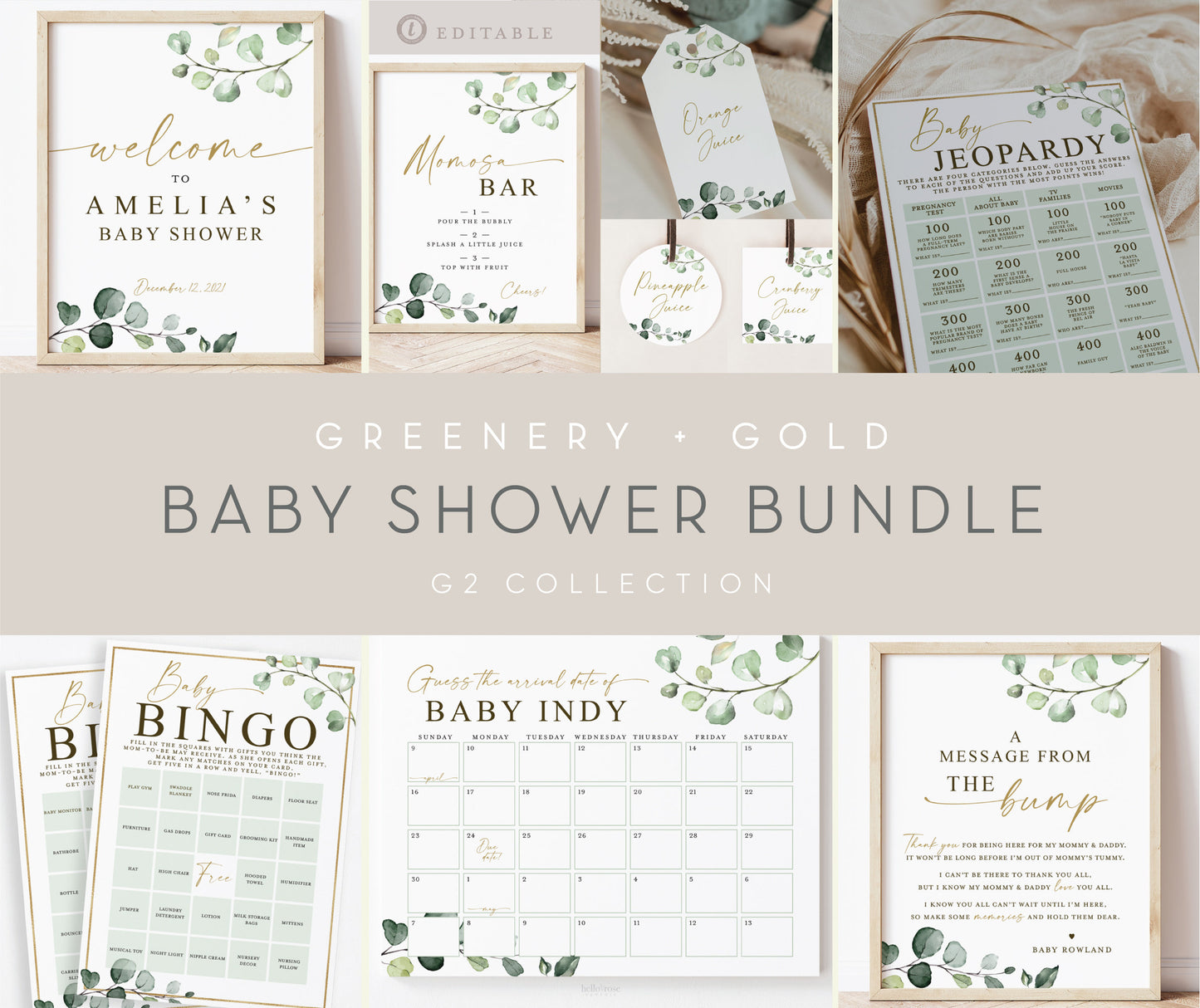 Bundle of 20 Baby Shower Games + Signs . Printable Girl Boy Neutral Shower Games Signs . Editable Template . Instant Download . Templett G2