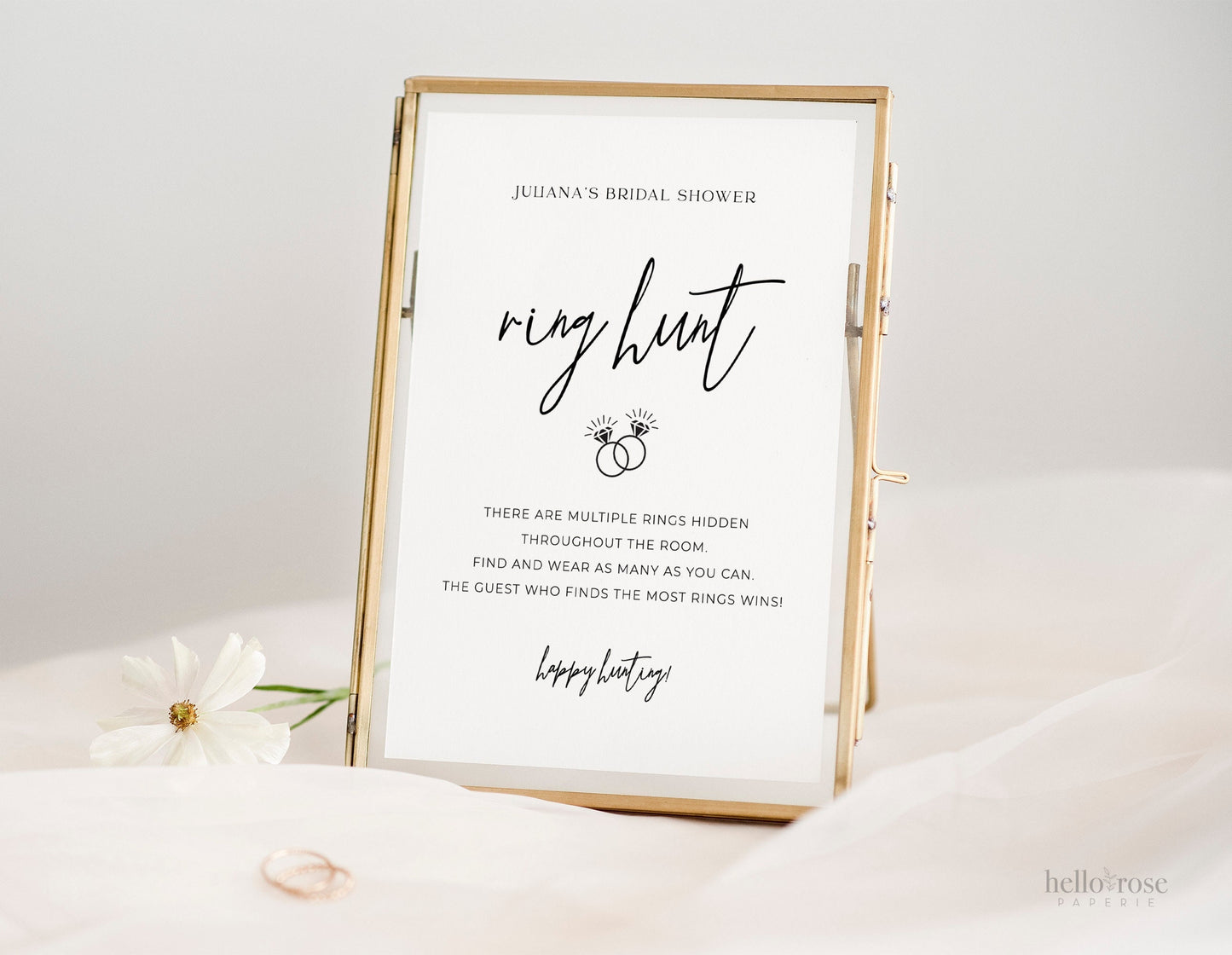 Ring Hunt Game Template . Personalized Bridal Shower Bachelorette Hens Party . Minimalist PRINTABLE Editable Instant Download Templett M2-T