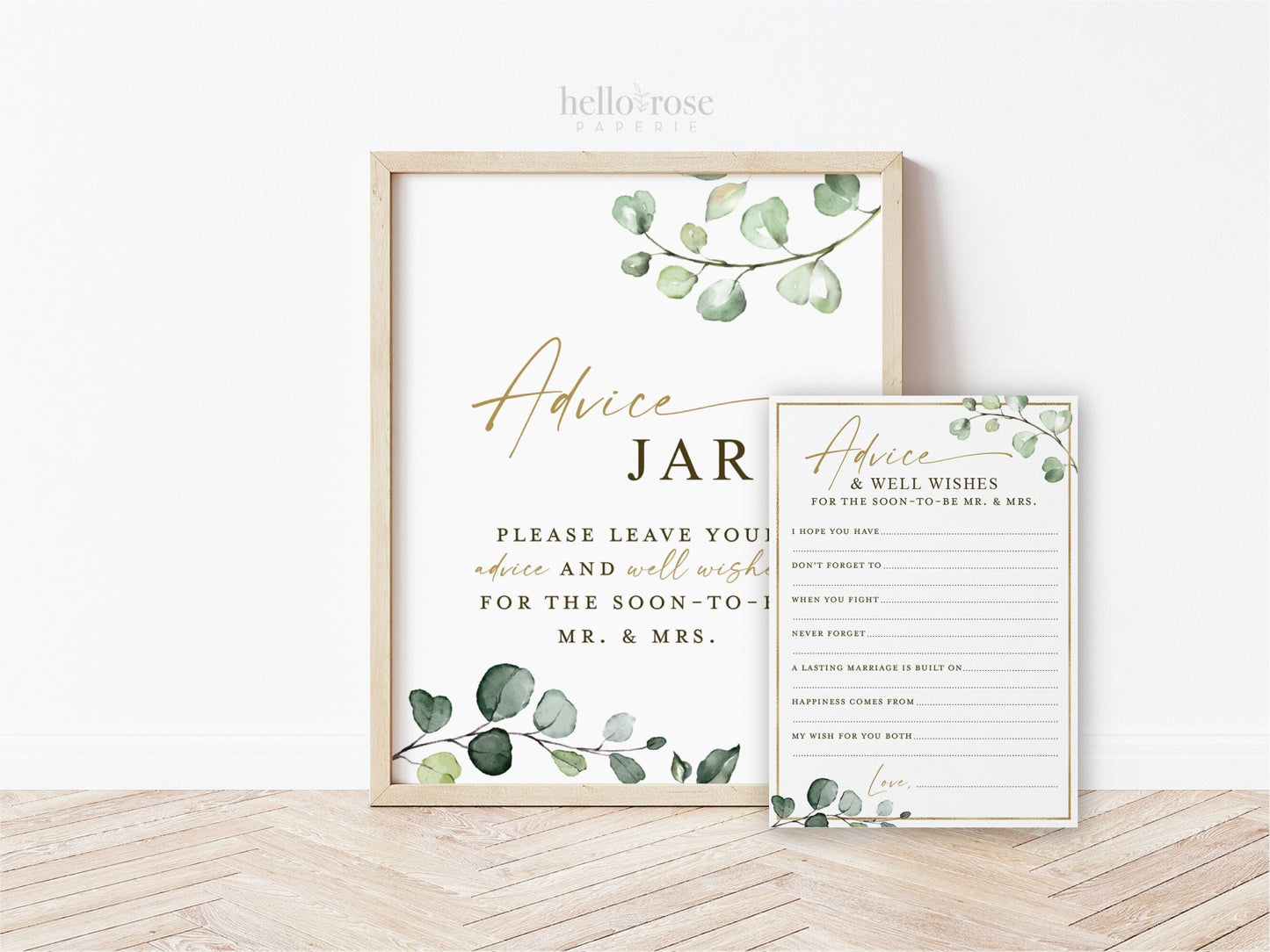 Advice and Well Wishes for the Soon to be Mr and Mrs Sign + Card . Wedding Bridal Shower Printable . Greenery and Gold . Instant Download G2