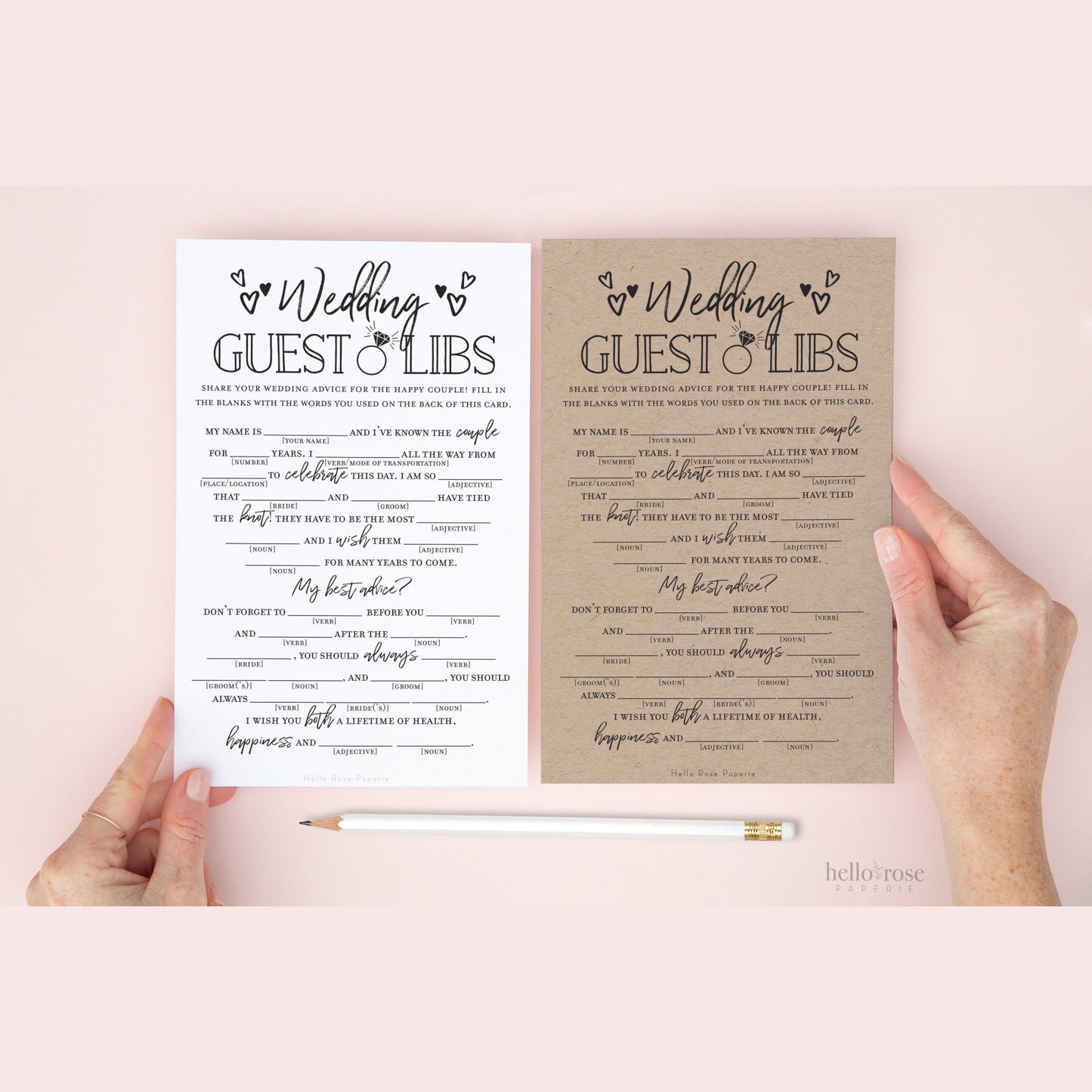 Wedding Guest Libs Printable Funny Wedding Advice Mad Libs Game . Engagement Party . Kraft + Minimalist Black White . Instant Download