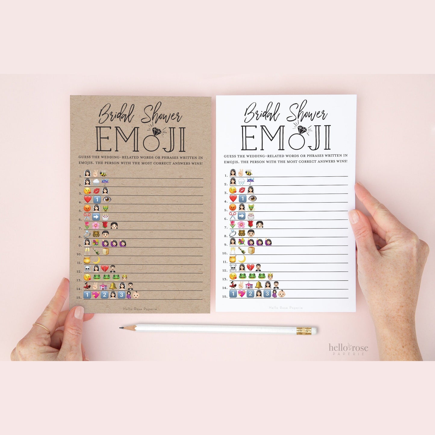Bridal Shower Emoji Pictionary Printable Game . Wedding Bachelorette Hens Party . Kraft + Minimalist Black & White . Instant Download PDF K3