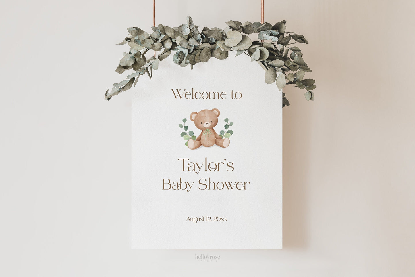 Editable Bear Baby Shower Welcome Personalized Sign . Pink Blue and Green . PRINTABLE Poster . Instant Download Templett Template