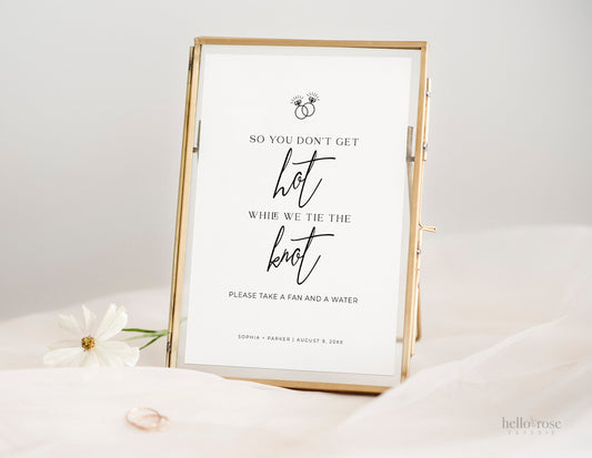 So You Don't Get Hot While We Tie the Knot Please Take a Fan Template . Wedding Minimalist PRINTABLE Editable Instant Download Templett M2-T