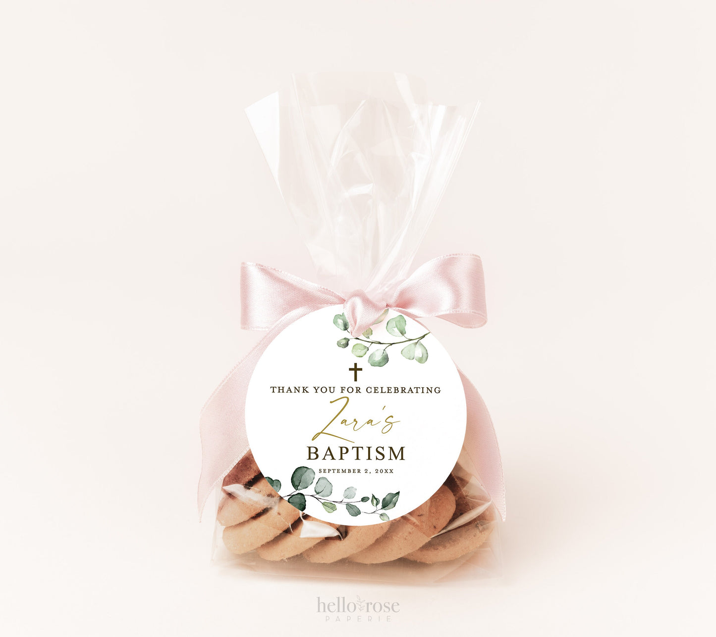 Baptism Thank You Favor Tags Template . Christening Communion Greenery . Personalized Editable PRINTABLE Templett Instant Download G-2