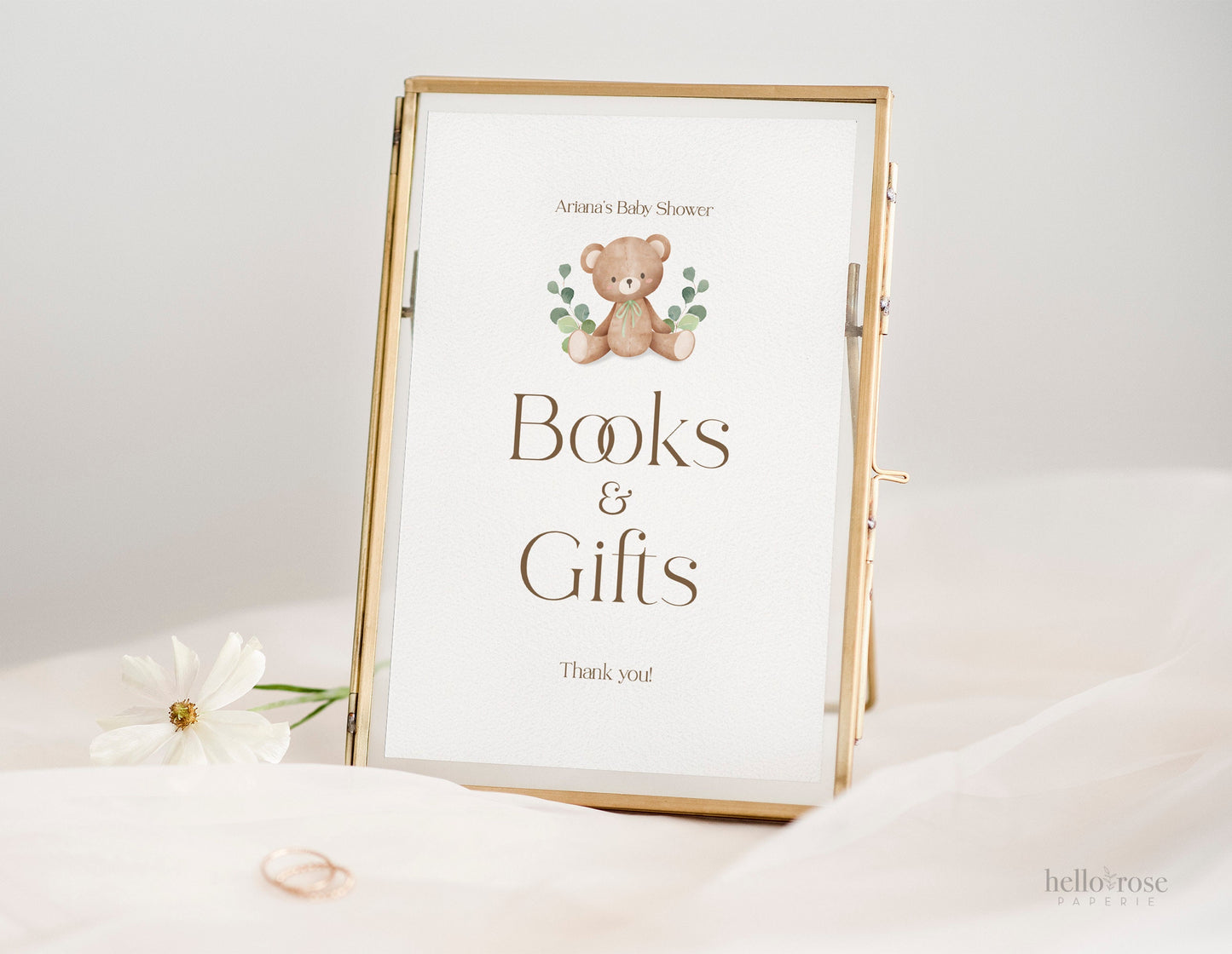 Books and Gifts Sign Template . Books for Baby . Teddy Bear Baby Shower Blue Pink Green . PRINTABLE Editable Templett Instant Download B1-T