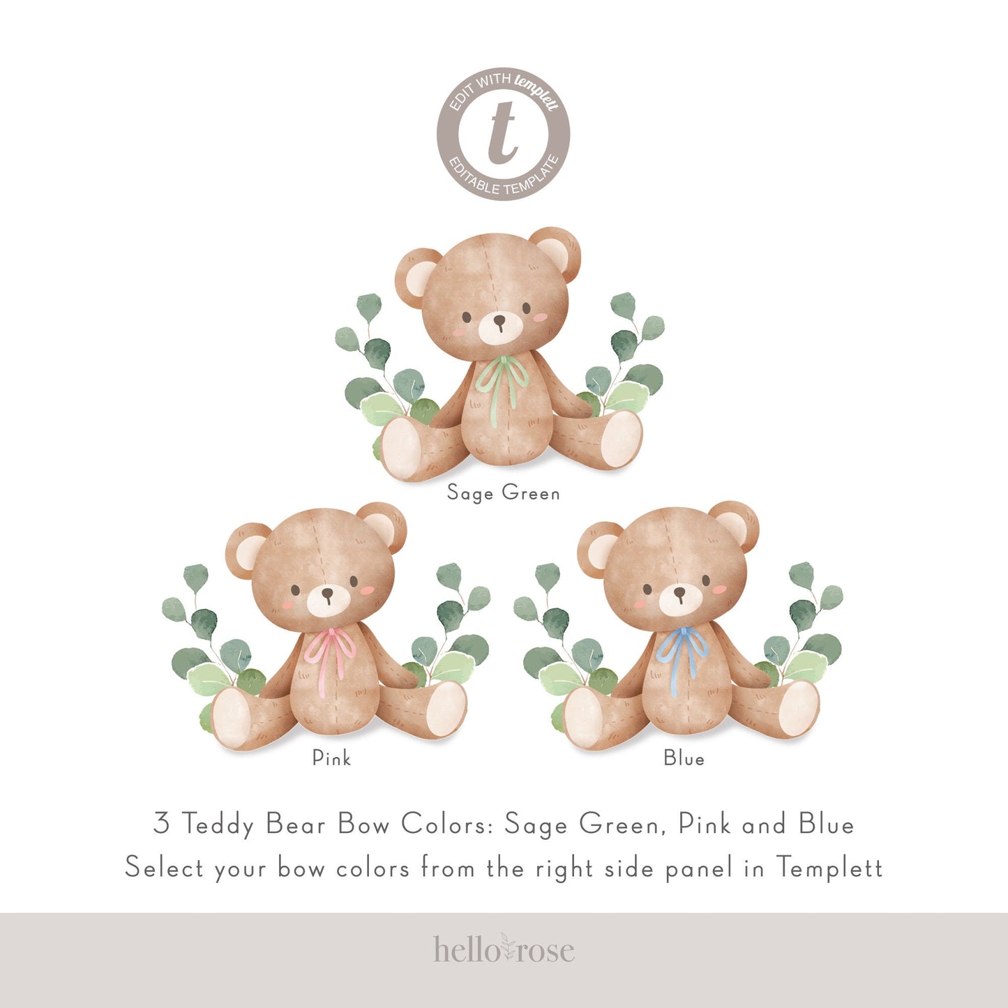 Guess How Many Teddy Grahams Editable . Teddy Bear Baby Shower Blue Pink Green Gender Neutral . PRINTABLE Templett Instant Download B1-T