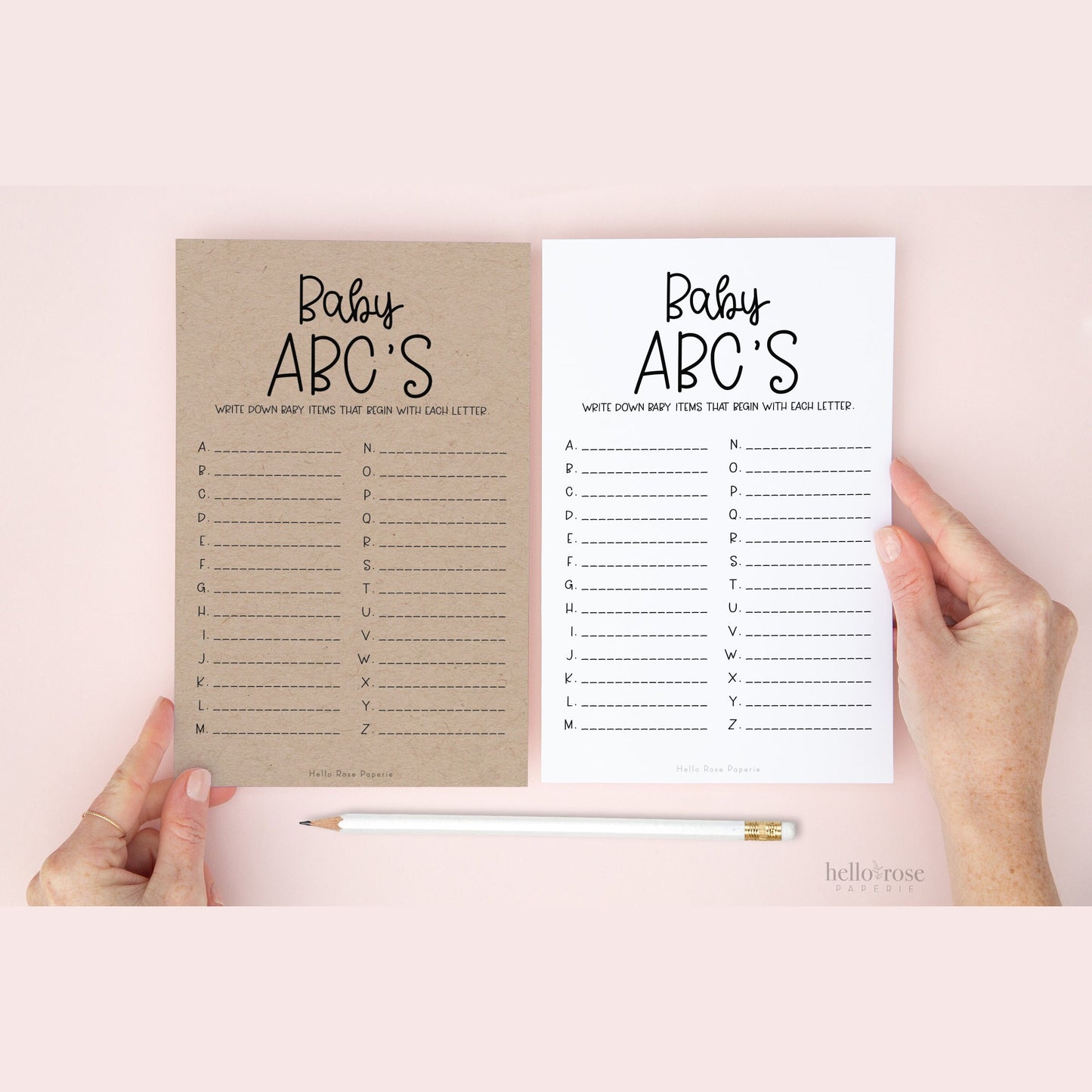 Baby ABC's Baby Shower Game . Baby Names Game . Boy Girl Neutral Game . Kraft + Minimalist Black & White . Instant Digital Download PDF . K4