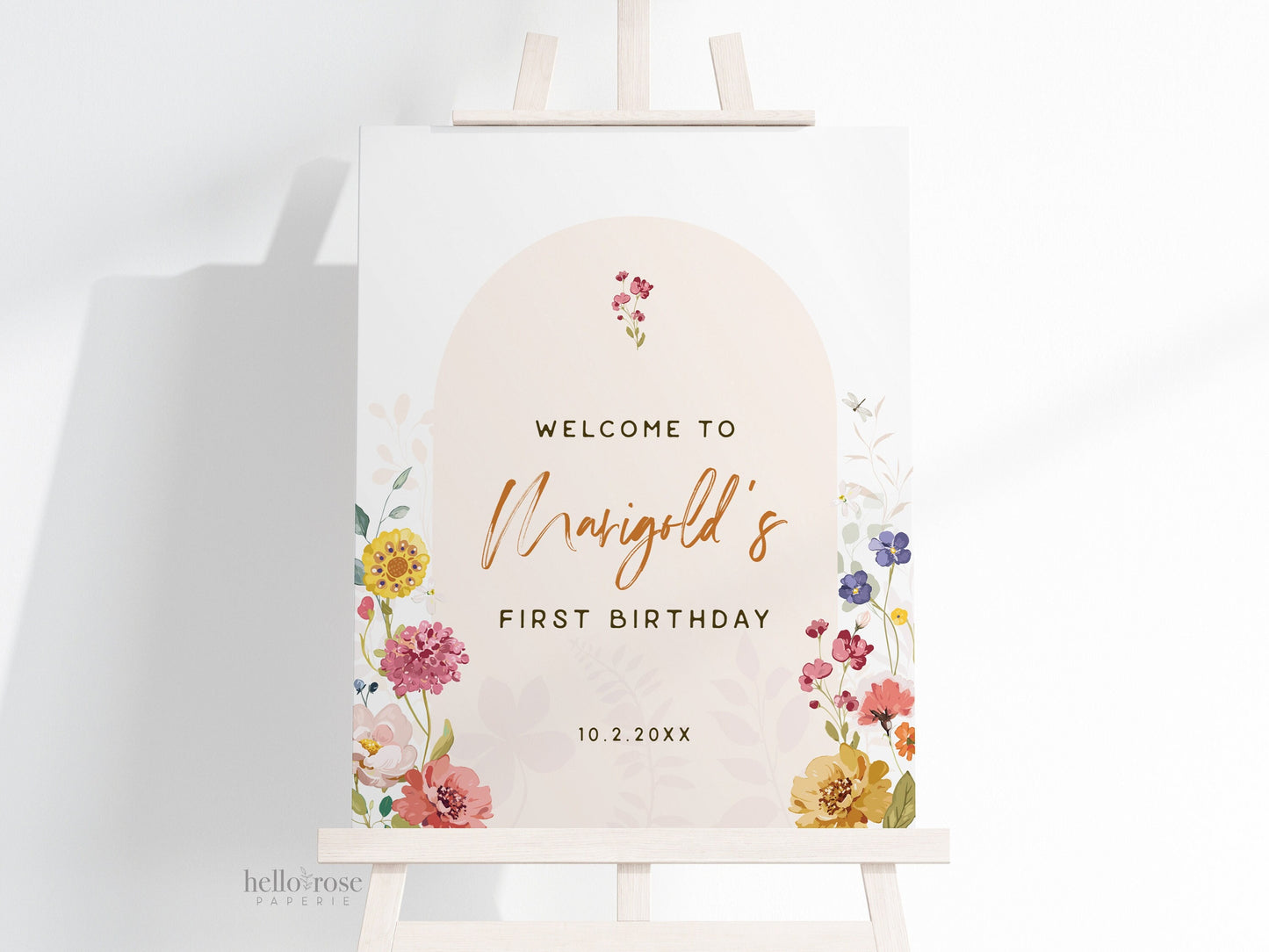 First Birthday Welcome Sign Template . Wildflowers Girl 1st Birthday . PRINTABLE Editable Poster . Instant Download Templett