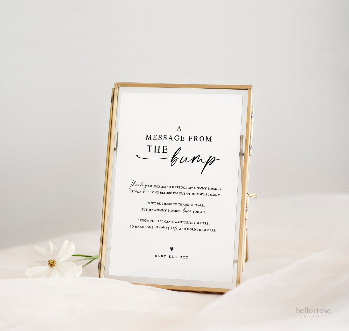 A Message From the Bump . Personalized Baby Shower Bump Sign . Greenery + Gold . PRINTABLE Editable Template Instant Download Templett SM-T
