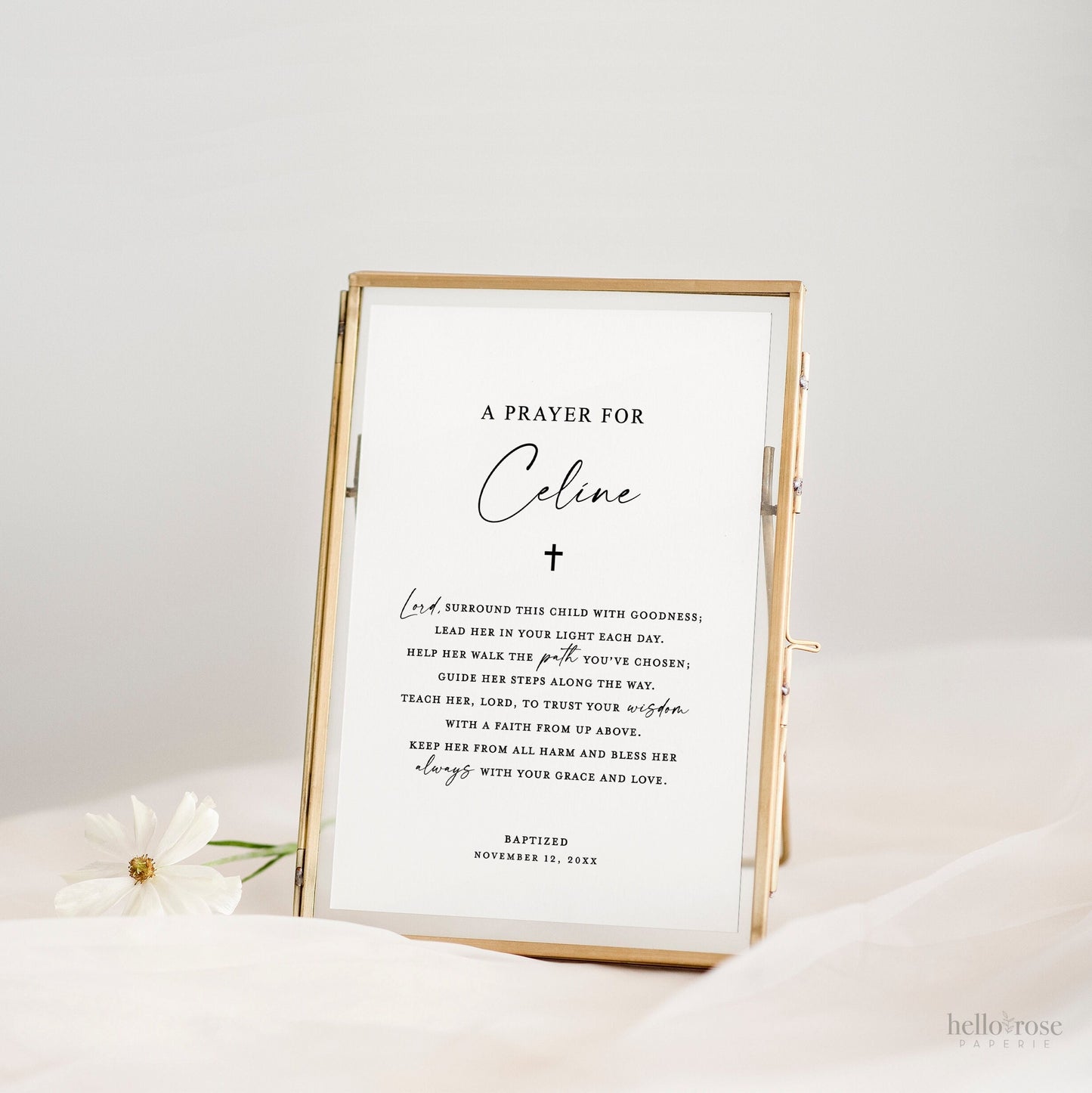 A Prayer for Child Baptism Personalized . Christening Religious Christian . Greenery . PRINTABLE Editable Template Download Templett SM-T