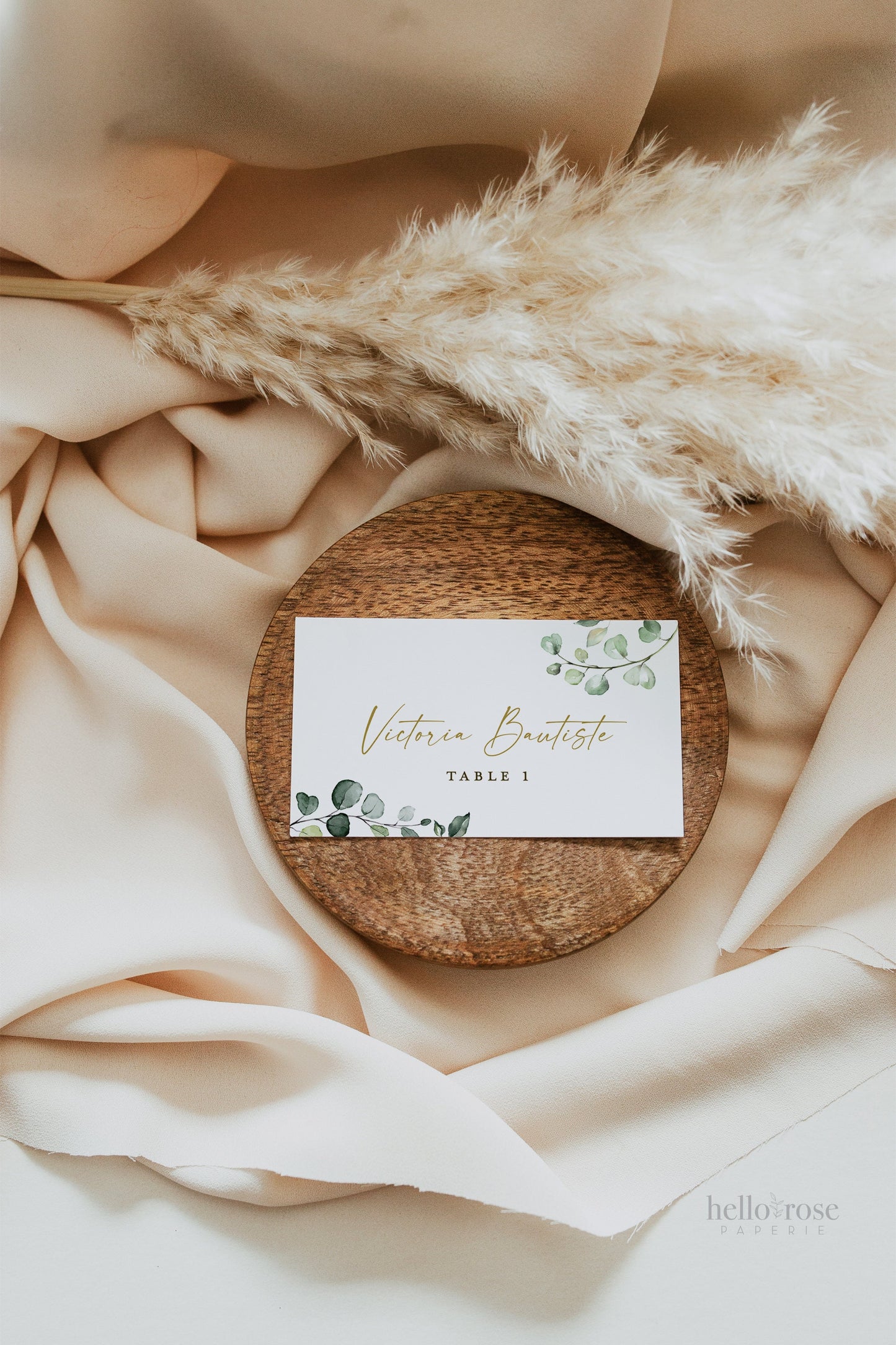 Wedding Place Card Editable Template . Table Name Cards Tags . Bridal Baby Shower . Greenery + Gold . PRINTABLE Templett Instant Download