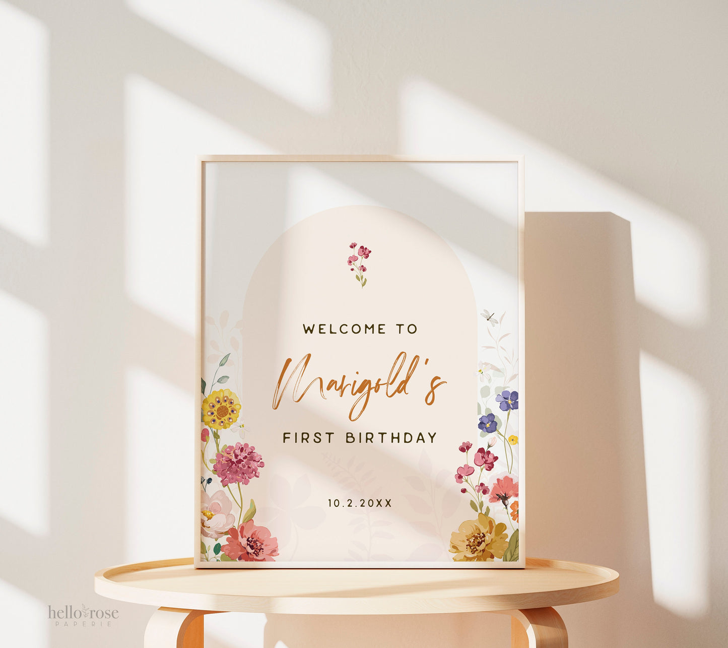 First Birthday Welcome Sign Template . Wildflowers Girl 1st Birthday . PRINTABLE Editable Poster . Instant Download Templett
