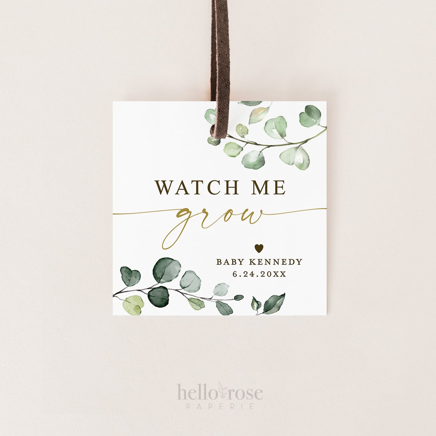 Watch Me Grow Baby Shower Tags Stickers Labels Template . Succulent Favors . Personalized Editable PRINTABLE Templett Instant Download G2-T