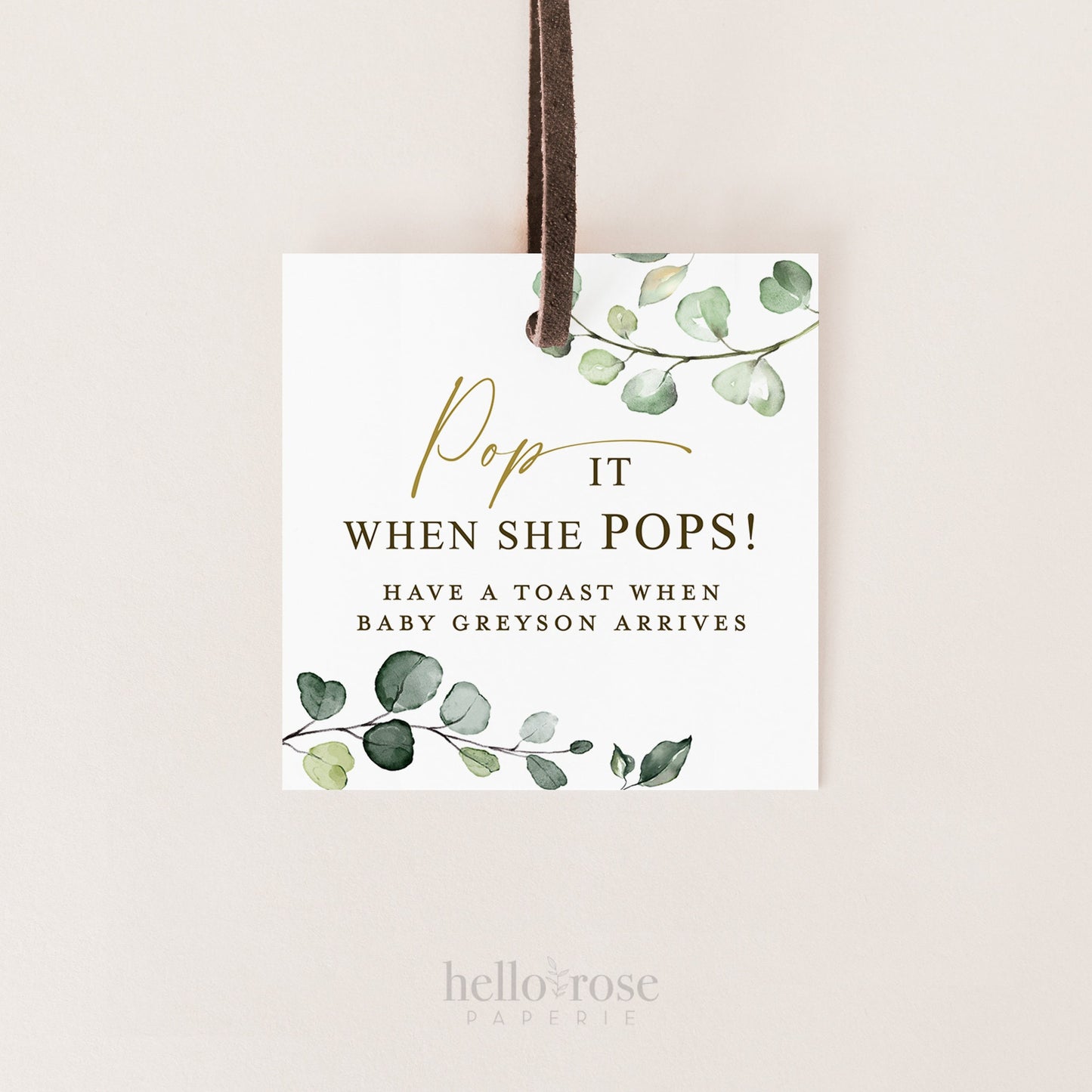 Pop it When She Pops Tags Stickers . Champagne Baby Shower Favors Tag . Personalized Editable PRINTABLE Templett Instant Download G2-T