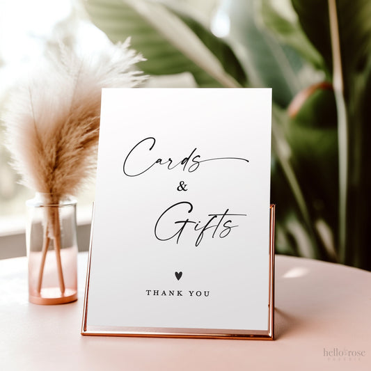 Cards and Gifts Simple Modern Sign . Wedding Baby Bridal Shower Birthday Party . PRINTABLE Editable Template Instant Download Templett SM-T