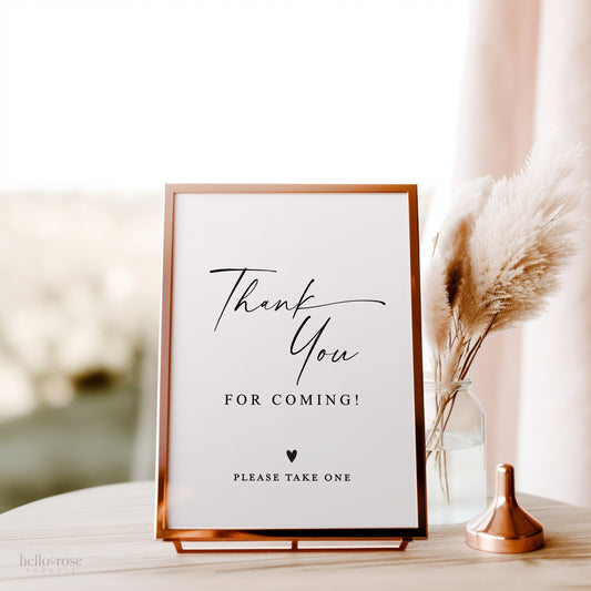 Thank You Sign Editable Template . Please Take One . Wedding Bridal Baby Shower . Simple Modern PRINTABLE Instant Download Templett SM-T