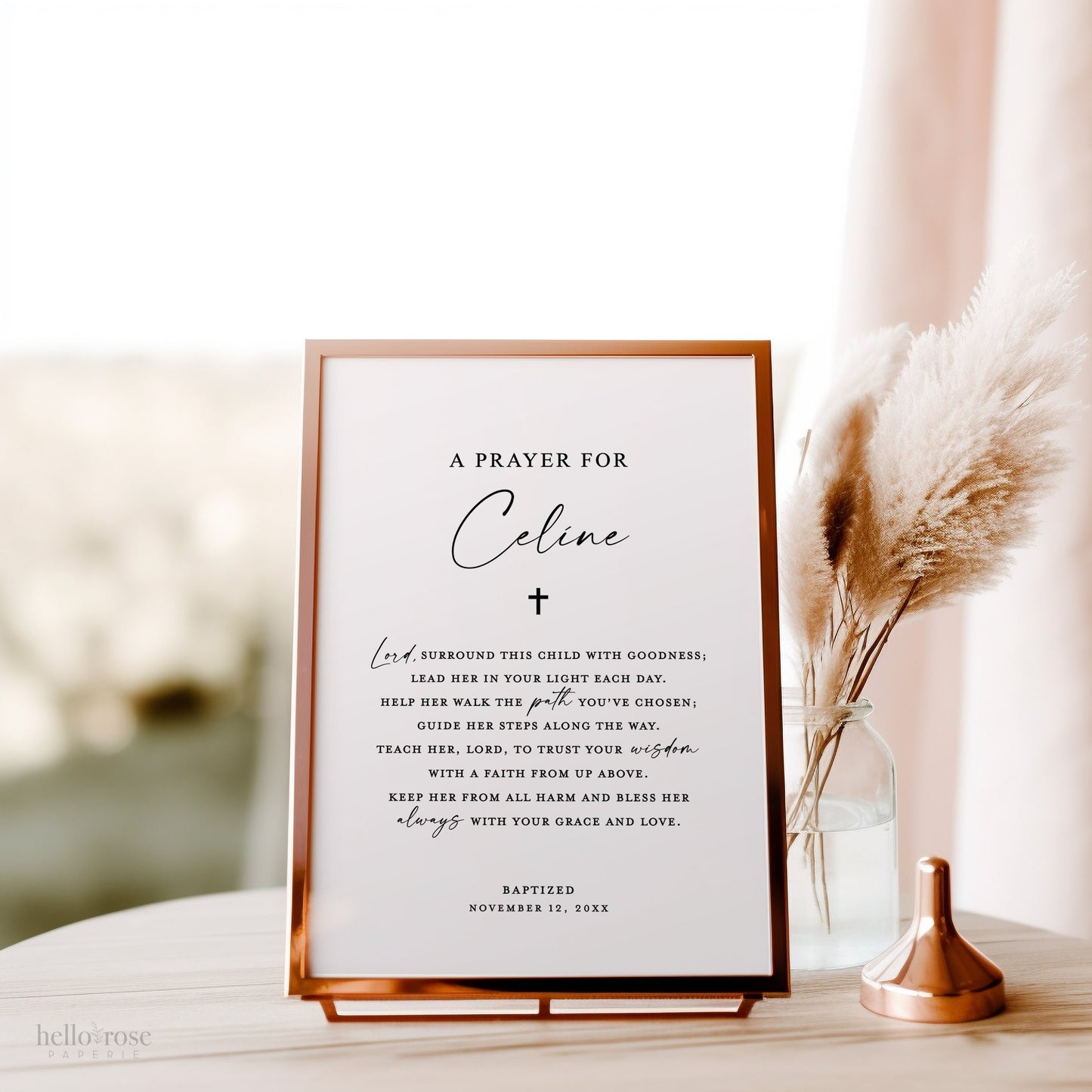 A Prayer for Child Baptism Personalized . Christening Religious Christian . Greenery . PRINTABLE Editable Template Download Templett SM-T