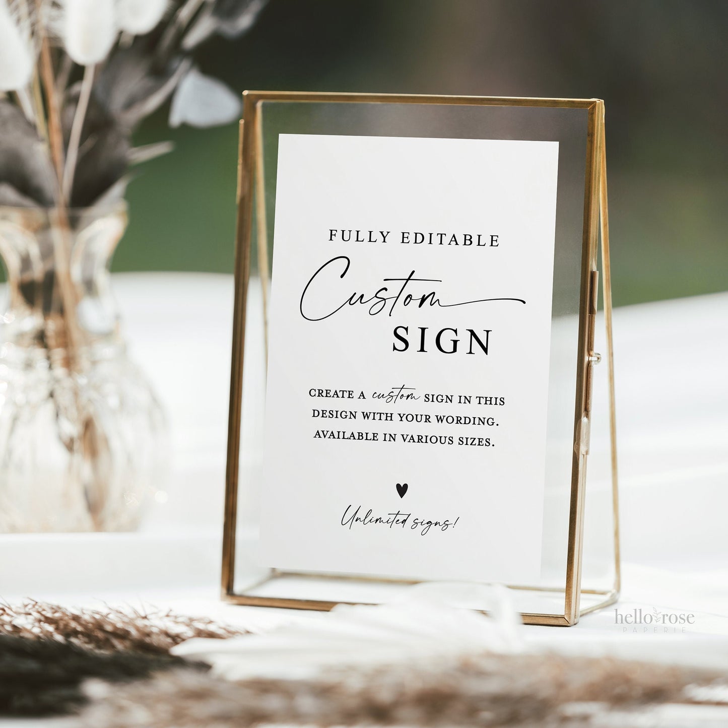 Custom Sign for Wedding, Bridal Shower, Baby Shower, Holiday, Party, Quote, Gift . Minimalist . PRINTABLE Editable Template Templett SM-T