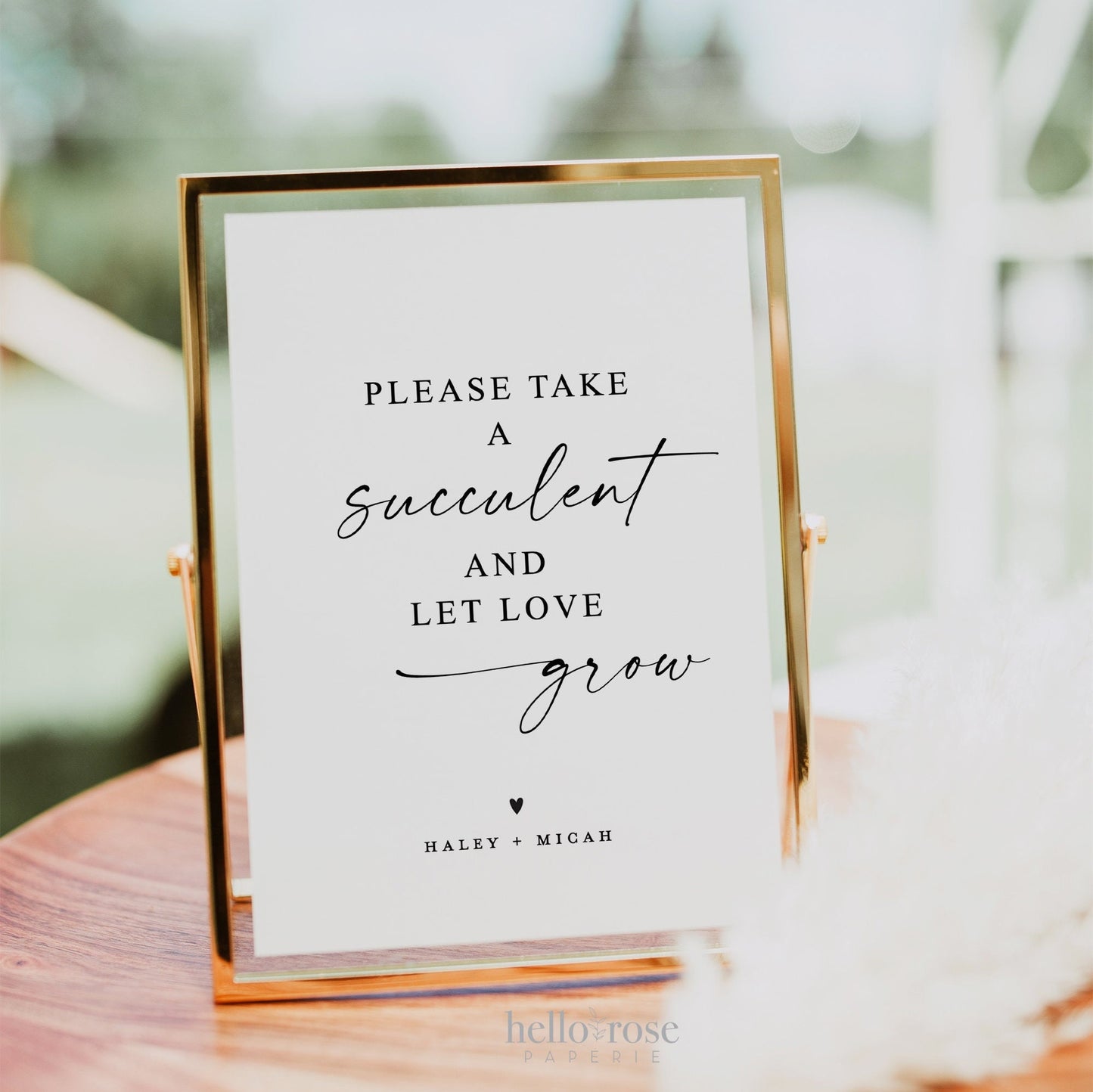 Let Love Grow Please Take a Succulent Sign . Wedding Engagement Party Bridal Shower Simple Modern . Template Instant Download Templett SM-T