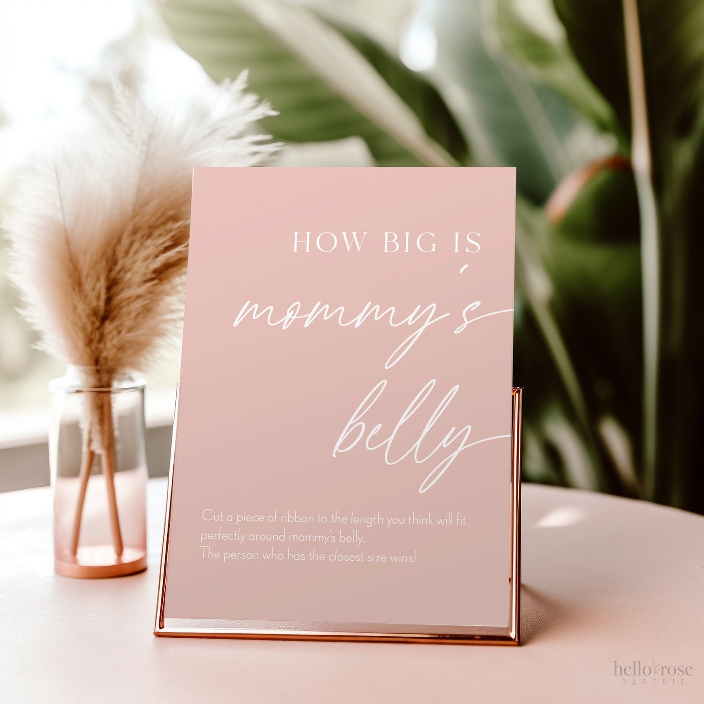 How Big is Mommy's Belly Boho Baby Shower Games Printable Sign . Blush Pink Girl Minimalist . Editable Template . Instant Download Templett