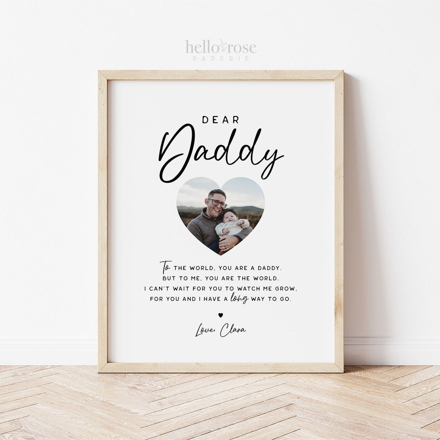 Father's Day Gift for Dad . Dear Daddy from Baby Kids Son Daughter Wife . PRINTABLE Personalized Photo Gift Minimalist . DIGITAL DOWNLOAD