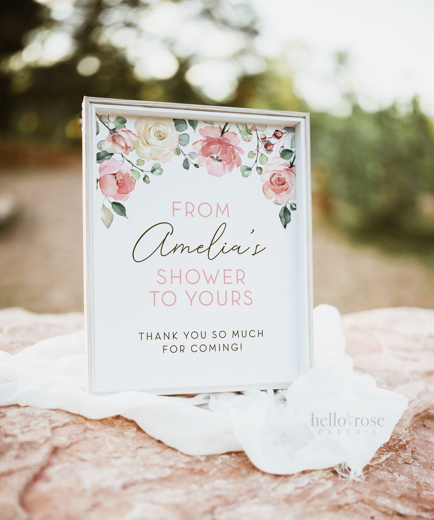 Personalized From My Shower to Yours . Printable Favors Sign 8x10 . Floral Watercolor . Bridal Wedding Shower . Instant Digital Download