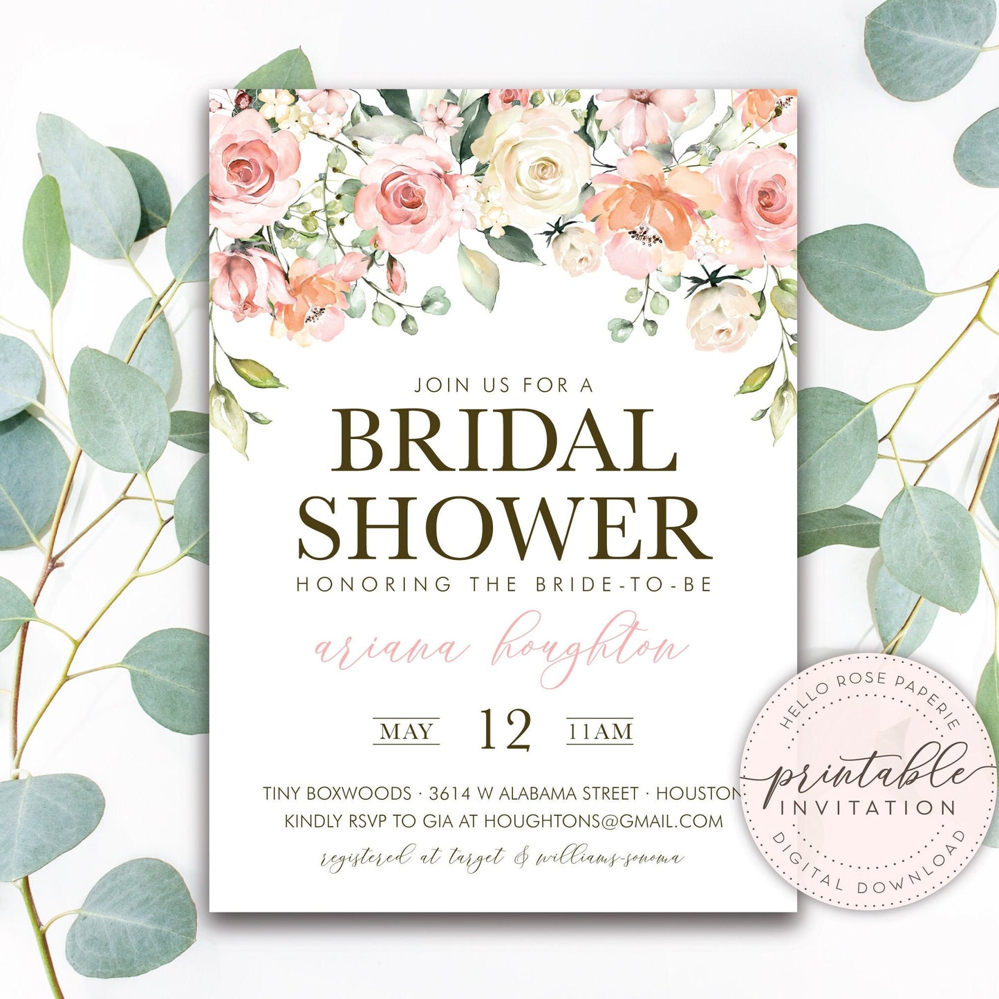 Days Until She Says I Do Personalized Countdown Sign . Bridal Shower Bachelorette Hens Party . Floral Watercolor . Printable Download G2