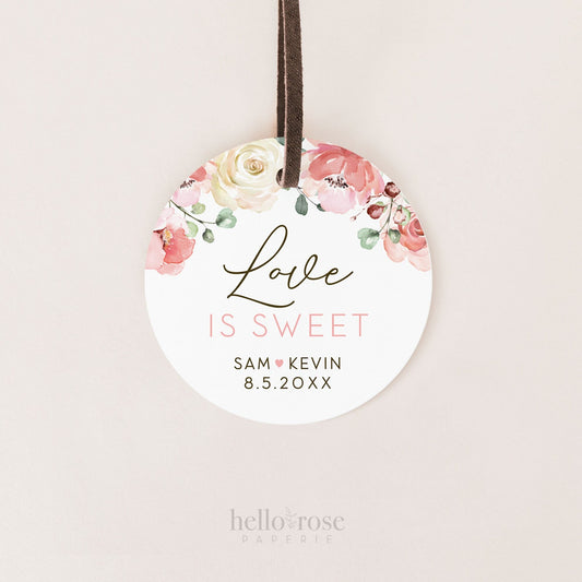 PRINTABLE Love is Sweet Favor Tags . Wedding Bridal Shower Bachelorette Hens . DIY Labels Stickers Tags Toppers . 2.25" Digital Download PDF