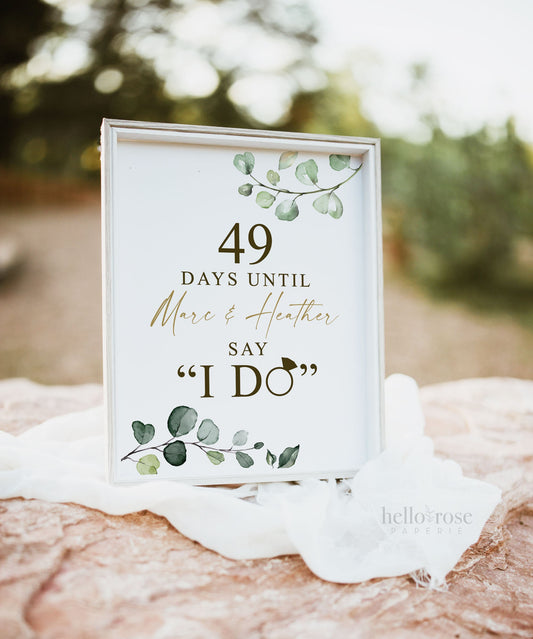 Days Until They Say I Do Personalized Countdown Sign . Couples Shower Bridal Shower Bachelorette Hens Party. Greenery Gold . Printable G2