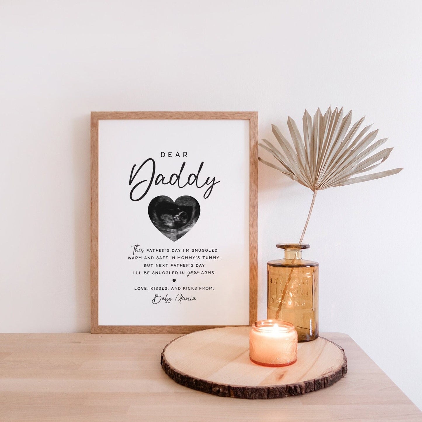 Dear Daddy Gift Sonogram Ultrasound Gift from Daughter Son Wife . Fathers Day Pregnancy Announcement . Minimalist . PRINTABLE DOWNLOAD