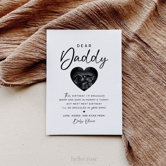 Dear Daddy Gift Sonogram Ultrasound Gift from Daughter Son Wife . Fathers Day Pregnancy Announcement . Minimalist . PRINTABLE DOWNLOAD