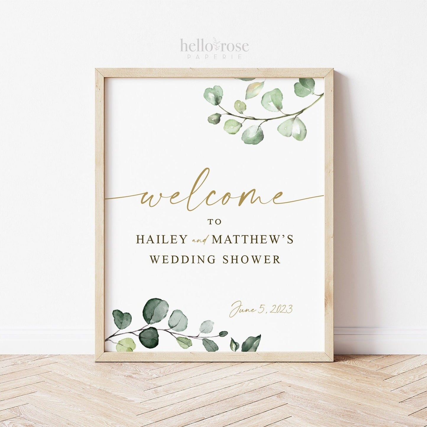 Personalized Welcome Sign . Wedding Shower . Bridal Bachelorette Hens Party. Greenery Eucalyptus . Printable Poster . PDF Download G2
