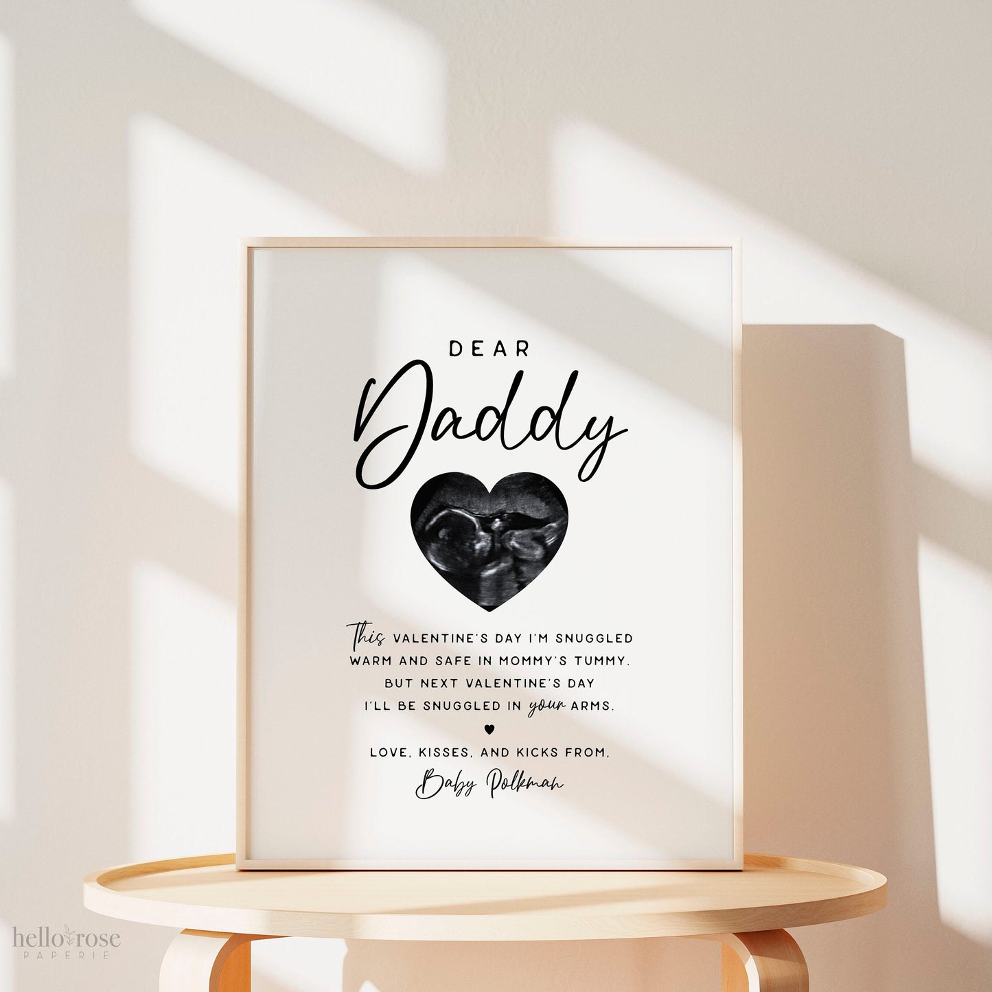 Valentine's Day Gift for Dad . Dear Daddy Sonogram Ultrasound . Pregnancy Announcement for Dad to Be . For Him . PRINTABLE DIGITAL DOWNLOAD
