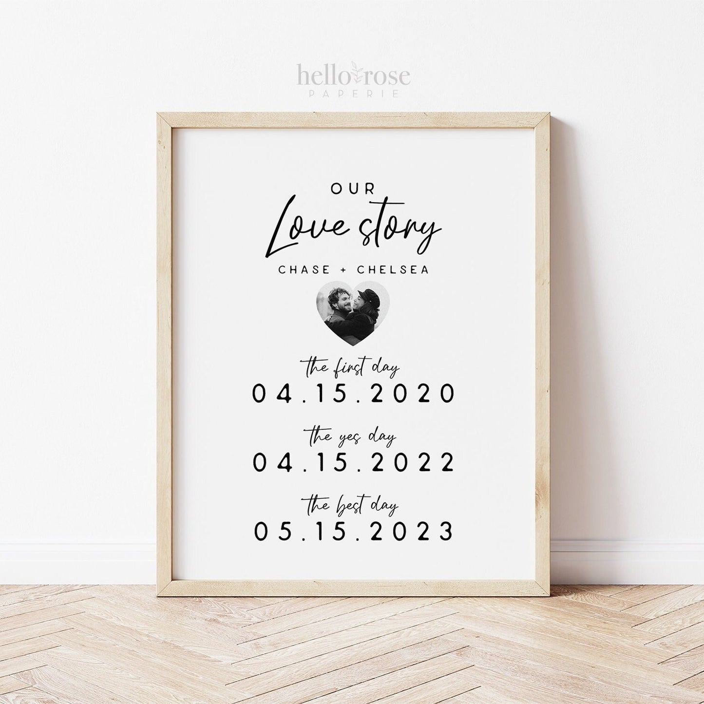 Anniversary Gift Personalized Love Story with Photo . PRINTABLE Wedding Gift for Husband Wife . The First Yes and Best Day . DOWNLOAD