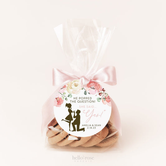 PRINTABLE He Popped the Question She Said Yes Favor Tags Stickers . Wedding Bridal Shower Bachelorette Hens . 2.25" Digital Download PDF