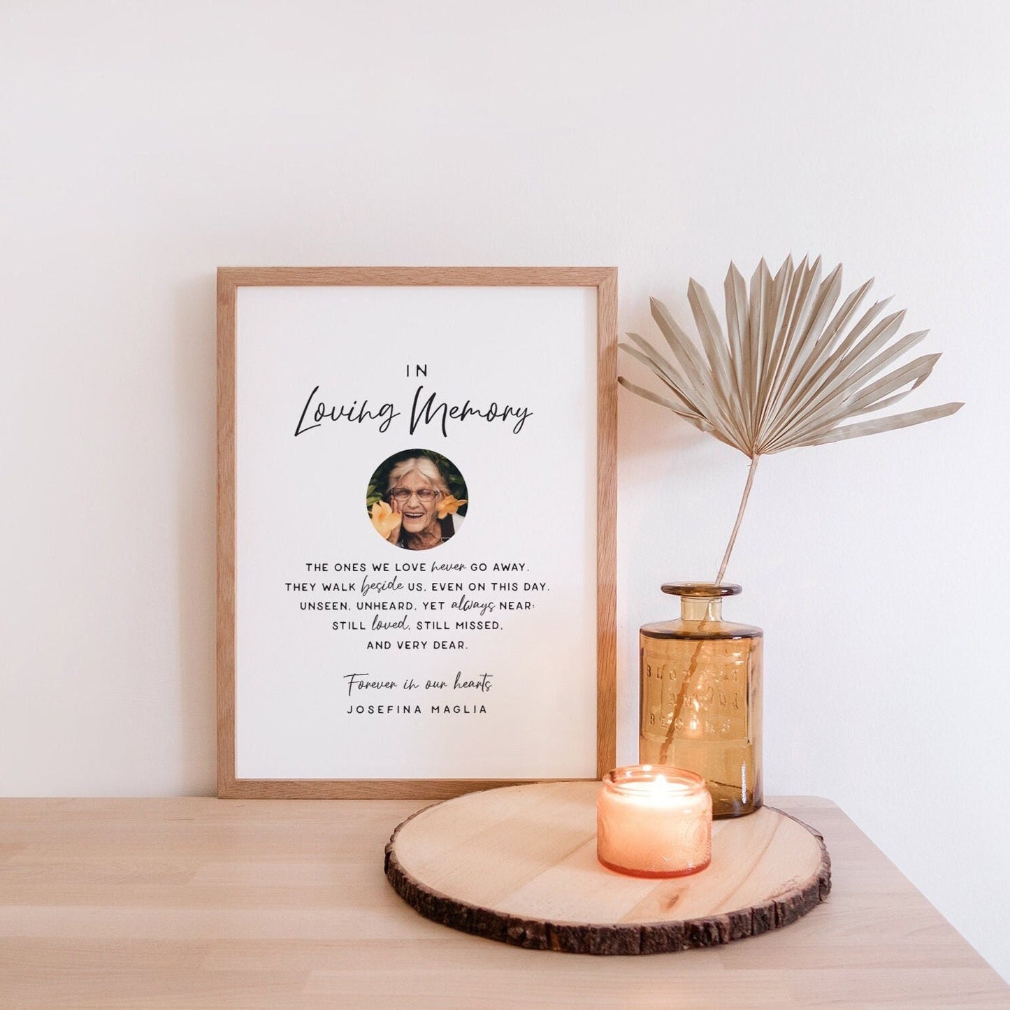 In Loving Memory Personalized PRINTABLE Sign with Photos. Minimalist Memorial Wedding Photo Table Sign . In Memory . Digital Download Poster