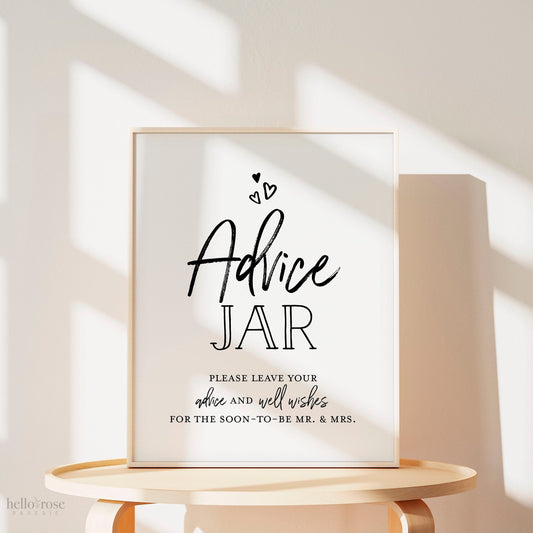 Advice and Well Wishes for the soon to be Mrs Printable Sign . Advice Jar . Bridal Shower . Bachelorette Hens Party . Instant Download 8x10