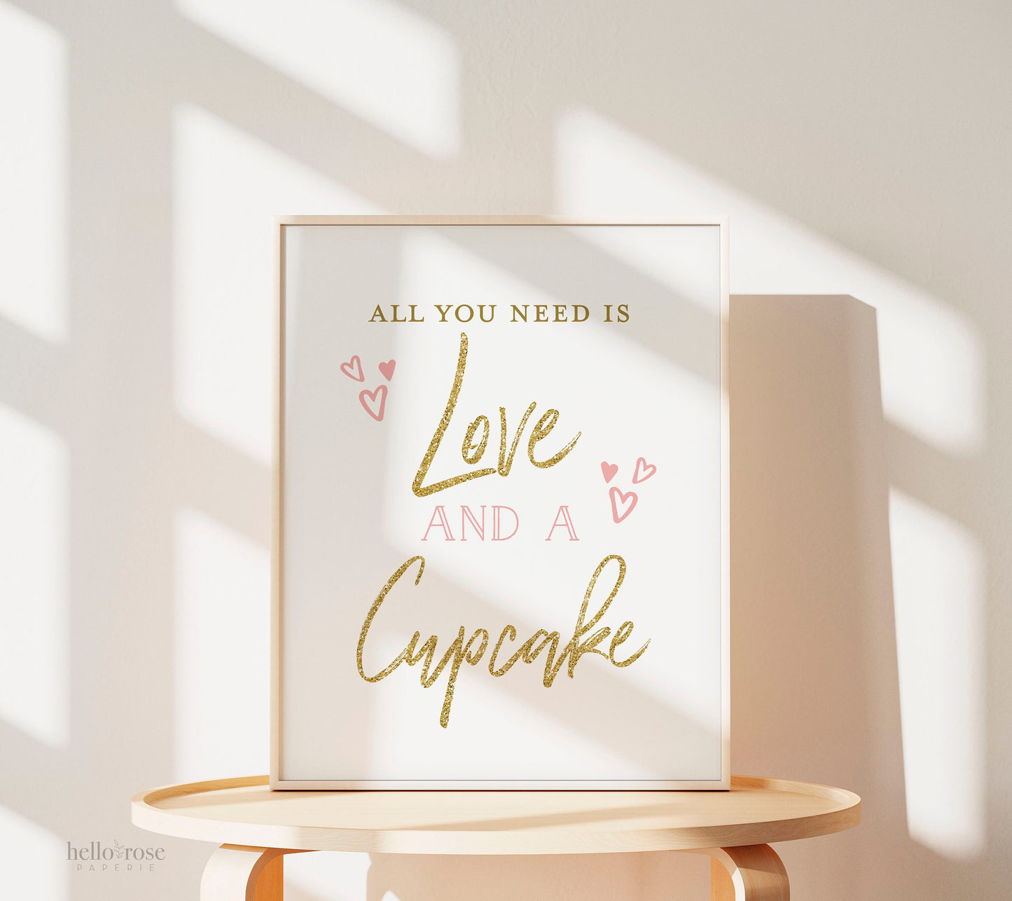 All You Need is Love and a Cupcake . Printable Download Rustic Modern Wedding Bridal Shower Bachelorette Hens Party Kraft + Black/White 8x10