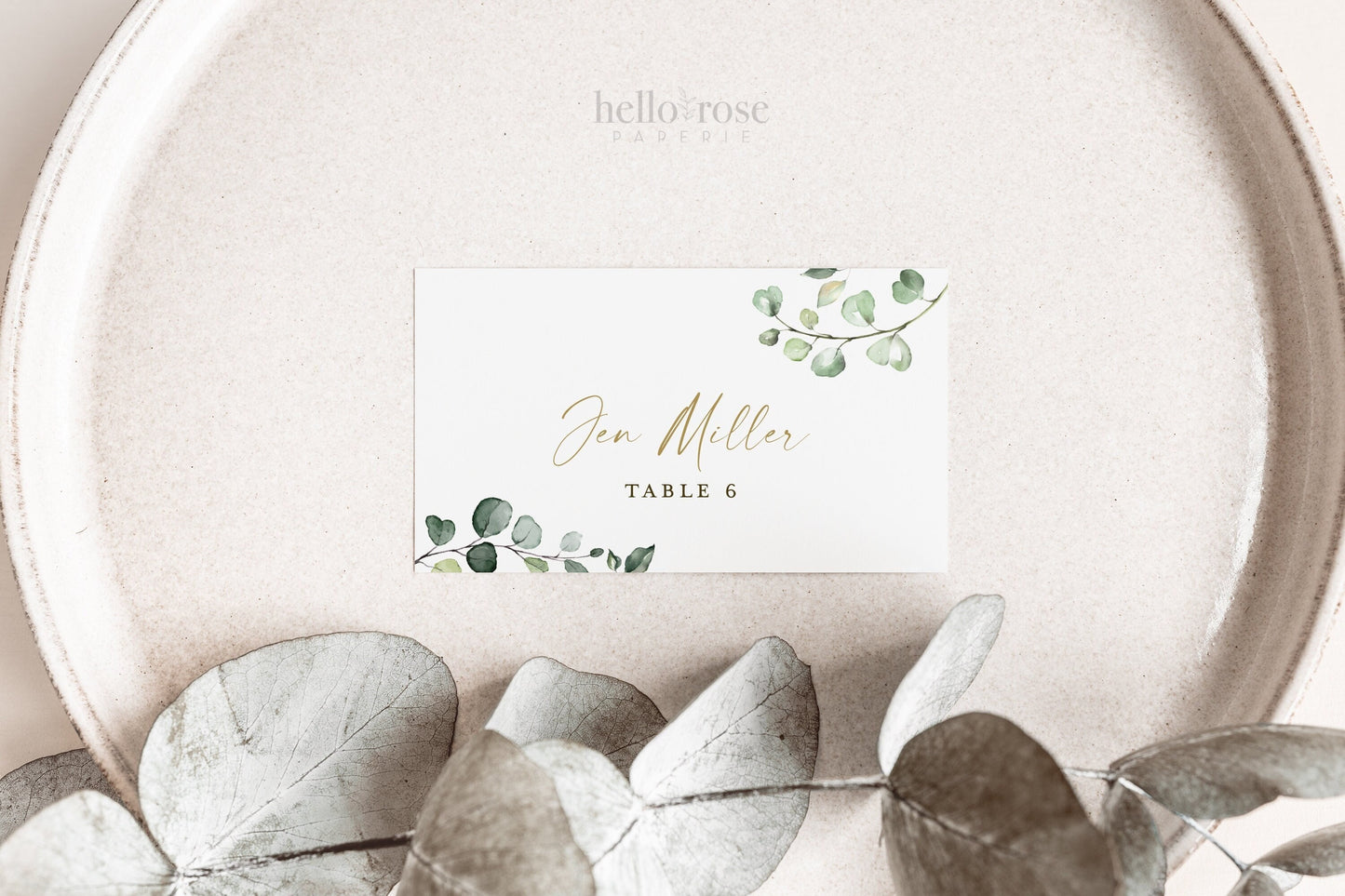 Personalized Place Card Printables . Wedding Engagement Party Bridal Shower Baby Shower . Greenery and Gold . Digital Download G2