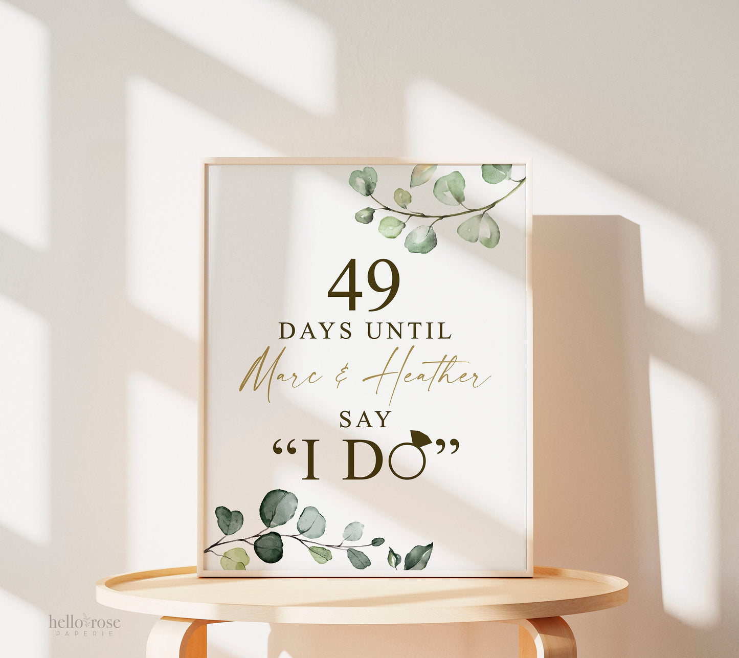 Days Until They Say I Do Personalized Countdown Sign . Couples Shower Bridal Shower Bachelorette Hens Party. Greenery Gold . Printable G2