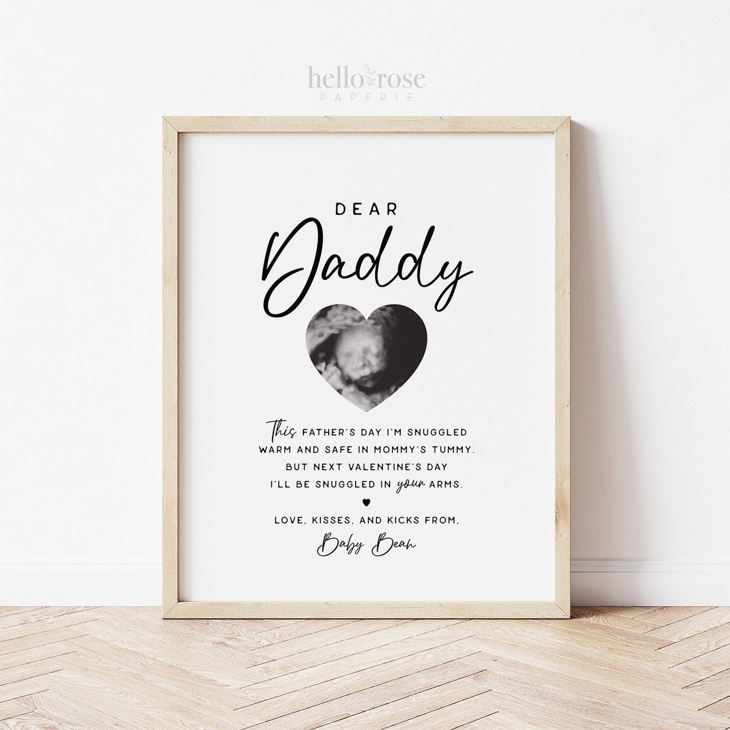Valentine's Day Gift for Dad . Dear Daddy Sonogram Ultrasound . Pregnancy Announcement for Dad to Be . For Him . PRINTABLE DIGITAL DOWNLOAD