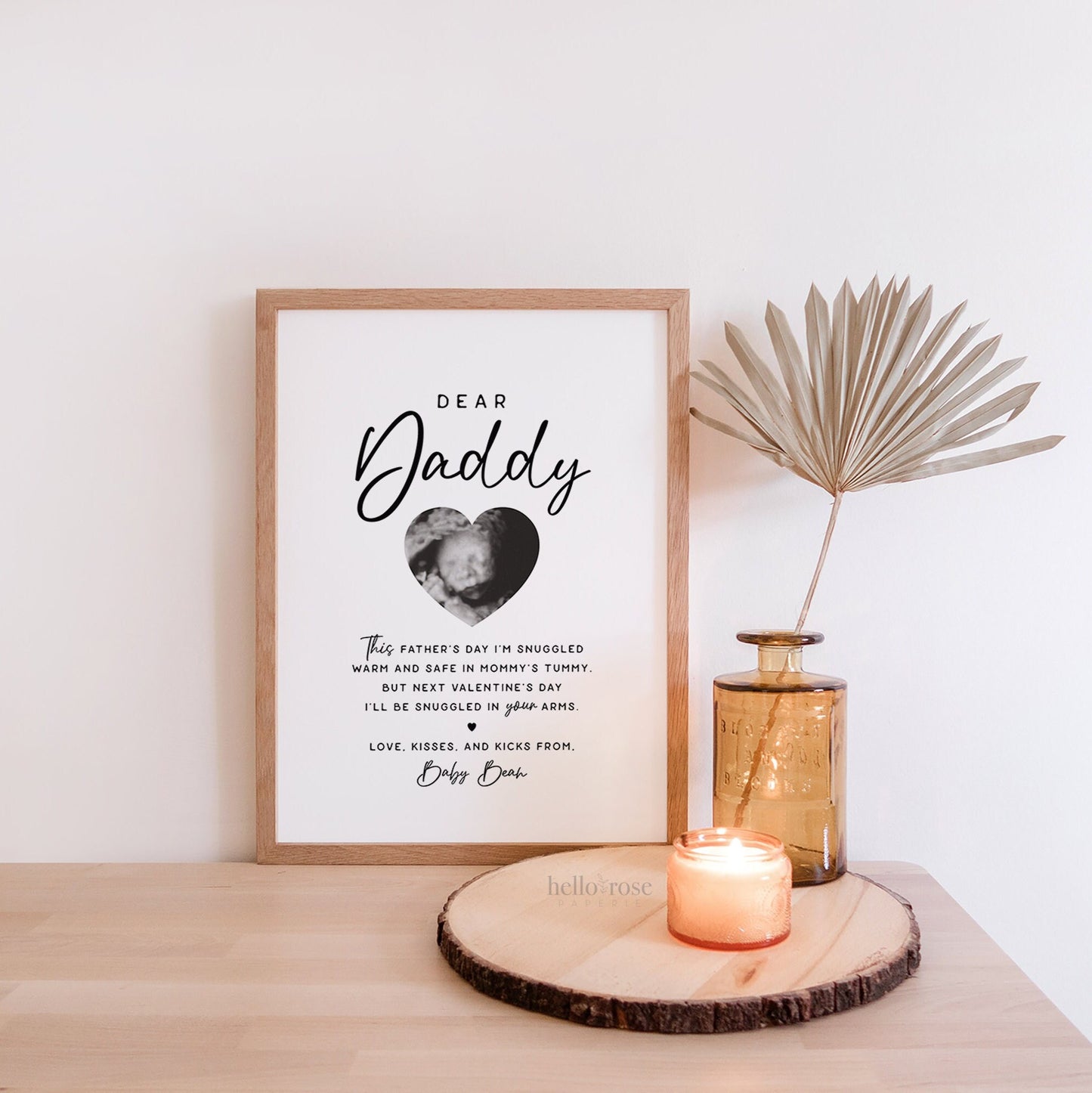 Valentine's Day Gift for Dad . Dear Daddy Sonogram Ultrasound . Pregnancy Announcement for Dad to Be . For Him . PRINTABLE DIGITAL DOWNLOAD