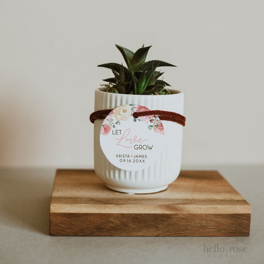 PRINTABLE Let Love Grow Favor Tags . Wedding Bridal Shower Bachelorette Hens . DIY Labels Stickers Tags Toppers . 2.25" Digital Download PDF