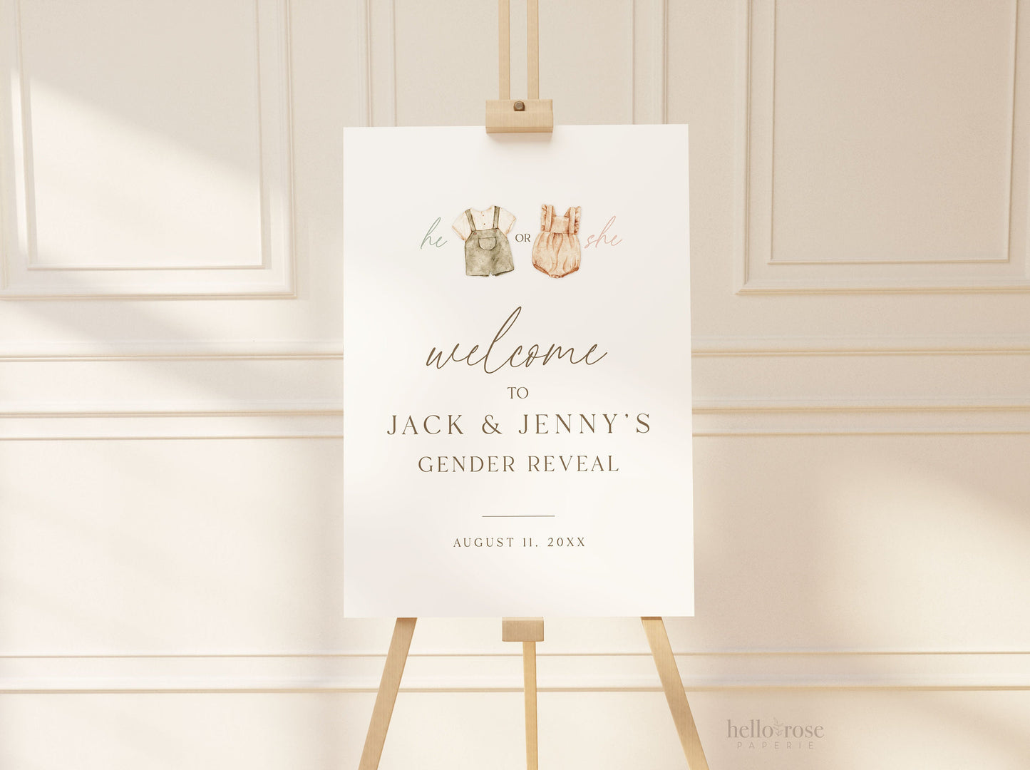 Welcome Sign Gender Reveal, He or She What Will Baby Be, Boho Baby Gender Reveal, Gender Neutral Shower, Template Download TEMPLETT GR2-T