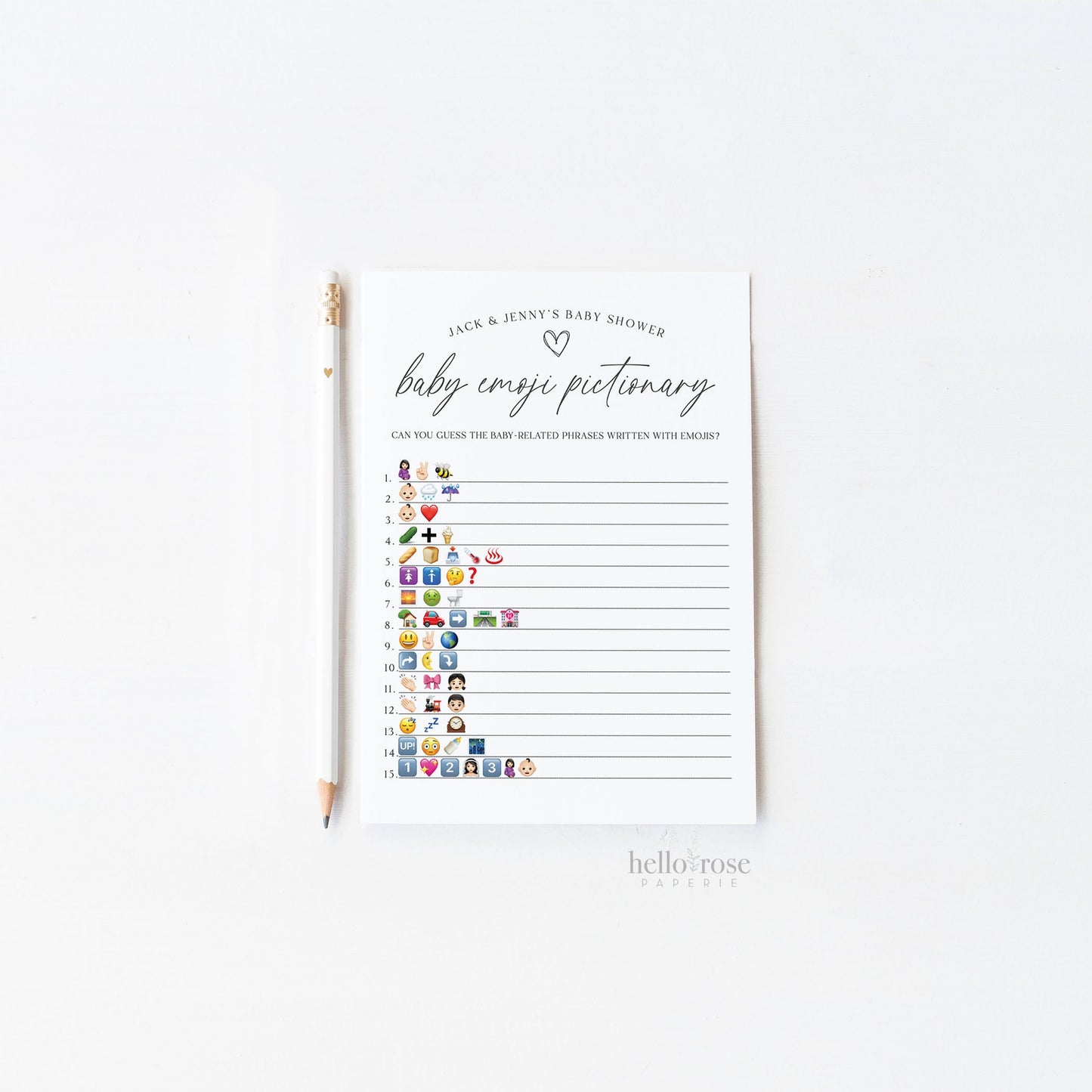Baby Emoji Pictionary Game . Gender Reveal Baby Shower . Boy Girl Neutral Boho . PRINTABLE Editable Template Instant Download Templett GR-T