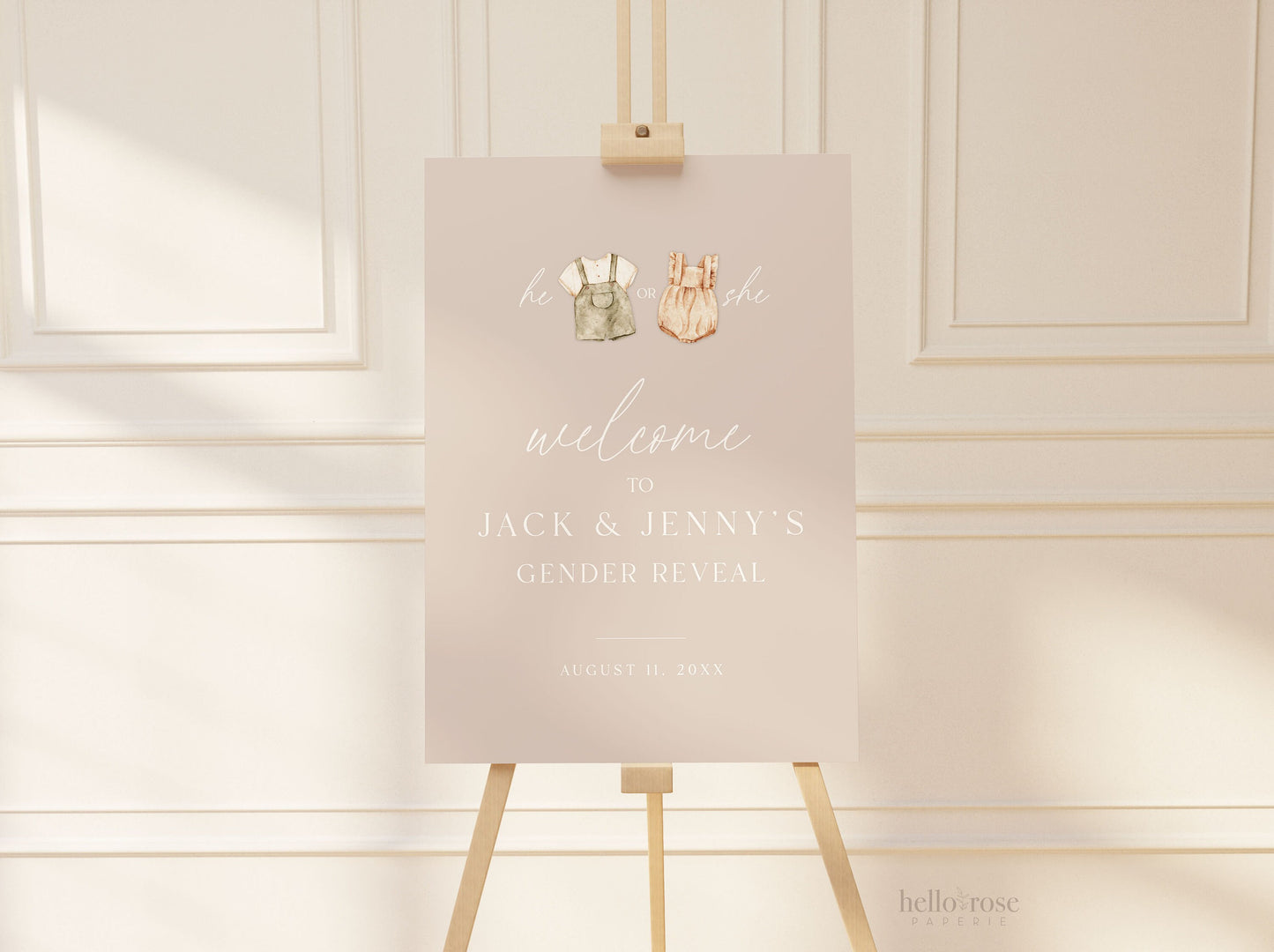 Welcome Sign Gender Reveal, He or She What Will Baby Be, Boho Baby Gender Reveal, Gender Neutral Shower, Template Download TEMPLETT GR2-T