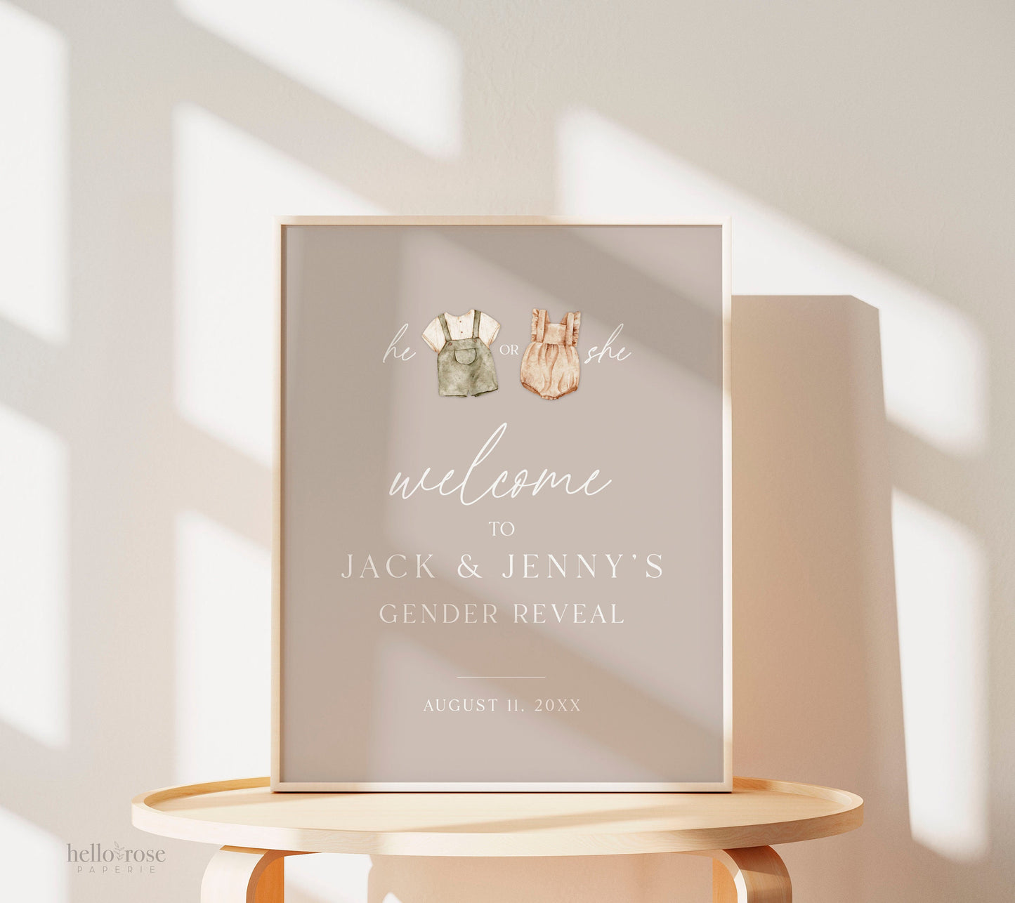 Welcome Sign Gender Reveal, He or She What Will Baby Be, Boho Baby Gender Reveal, Gender Neutral Shower, Template Download TEMPLETT GR2-T