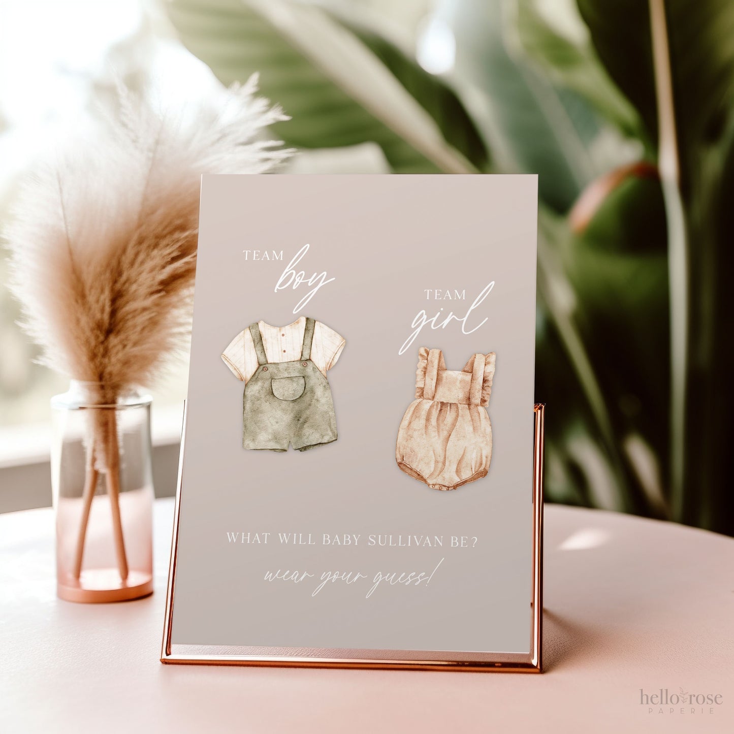 Team Boy or Girl What Will Baby Be, Wear Your Guess Sign + Sticker Labels, Boho Gender Reveal, Poster + Stickers, Template Download GR2-T