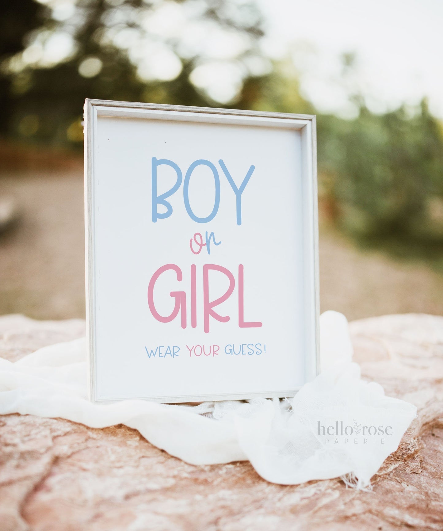 Wear Your Guess Game Sign . Boy or Girl Gender Reveal . He or She What Will Baby Be . Pink & Blue . Minimalist Printable Instant Download K4